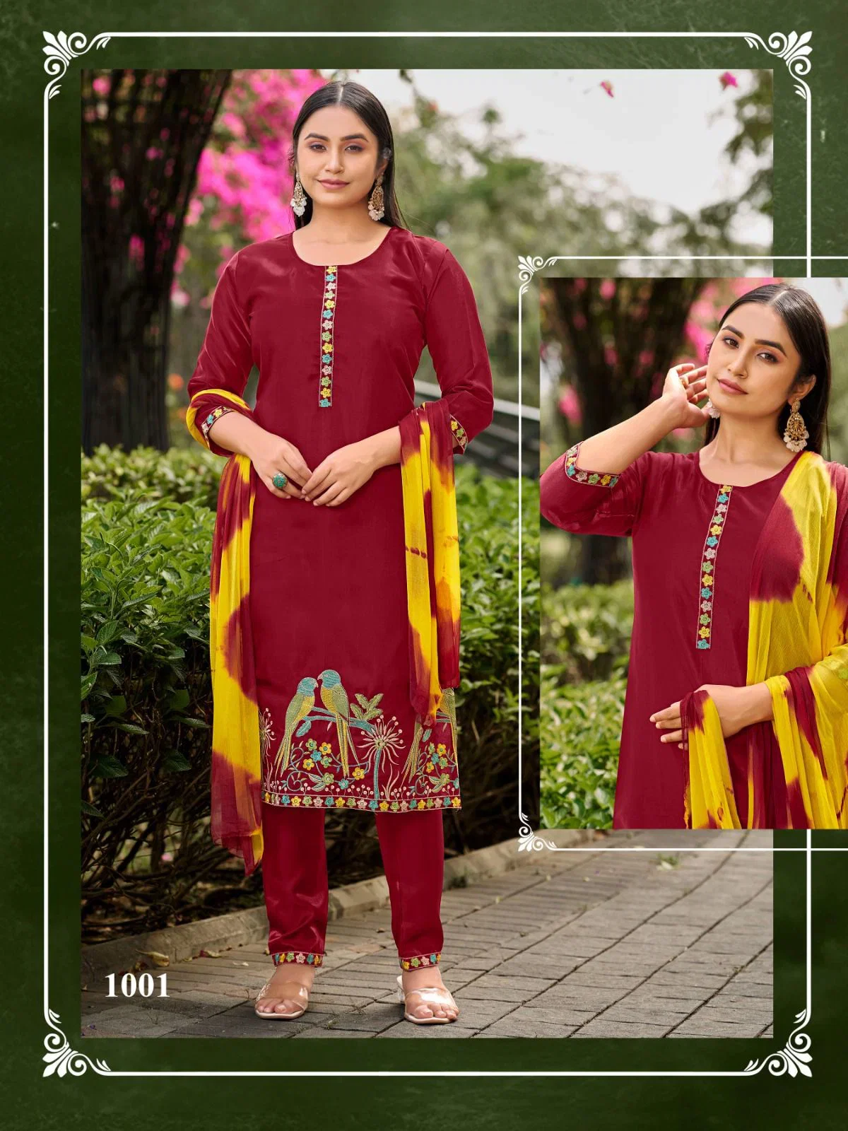 Sankheswer Aamaal Vol 1 Glass Roman Silk Fancy Work Kurti With Bottom Dupatta