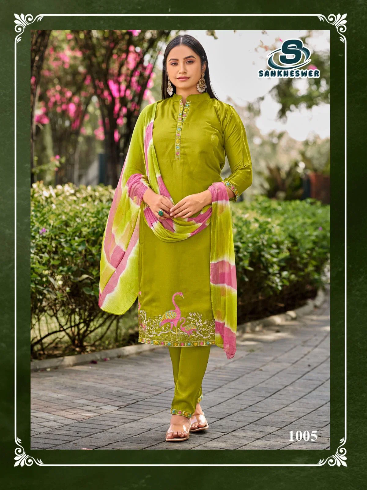 Sankheswer Aamaal Vol 1 Glass Roman Silk Fancy Work Kurti With Bottom Dupatta