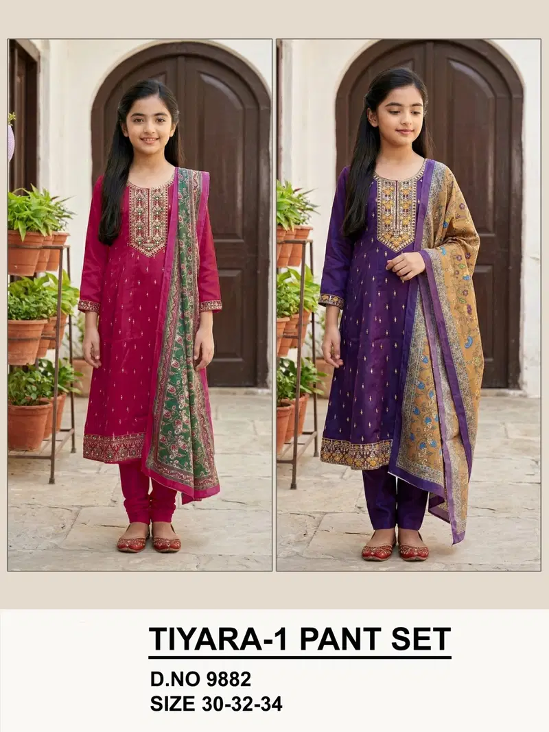 Tiyara 9882 Roman Glass Kurti And Pant Dupatta Collection