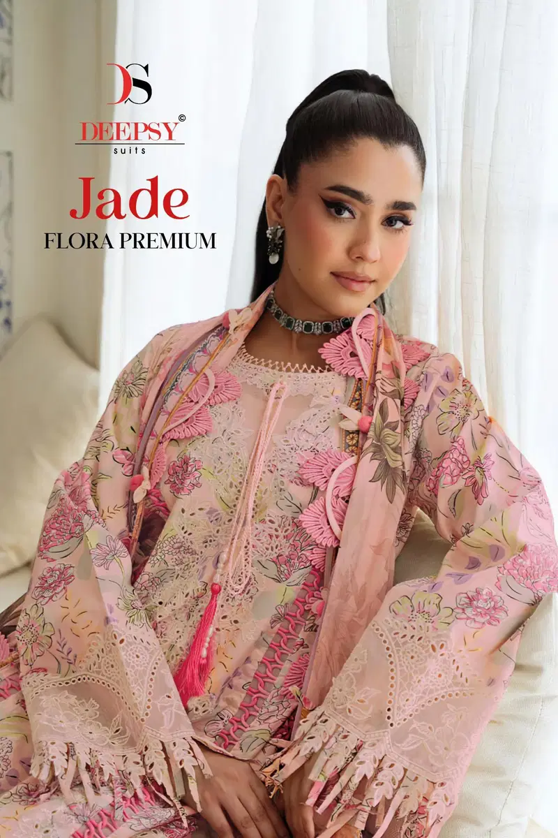 Deepsy Jade Flora Premium Chiffon Dupatta Self Embroidered Salwar Kameez
