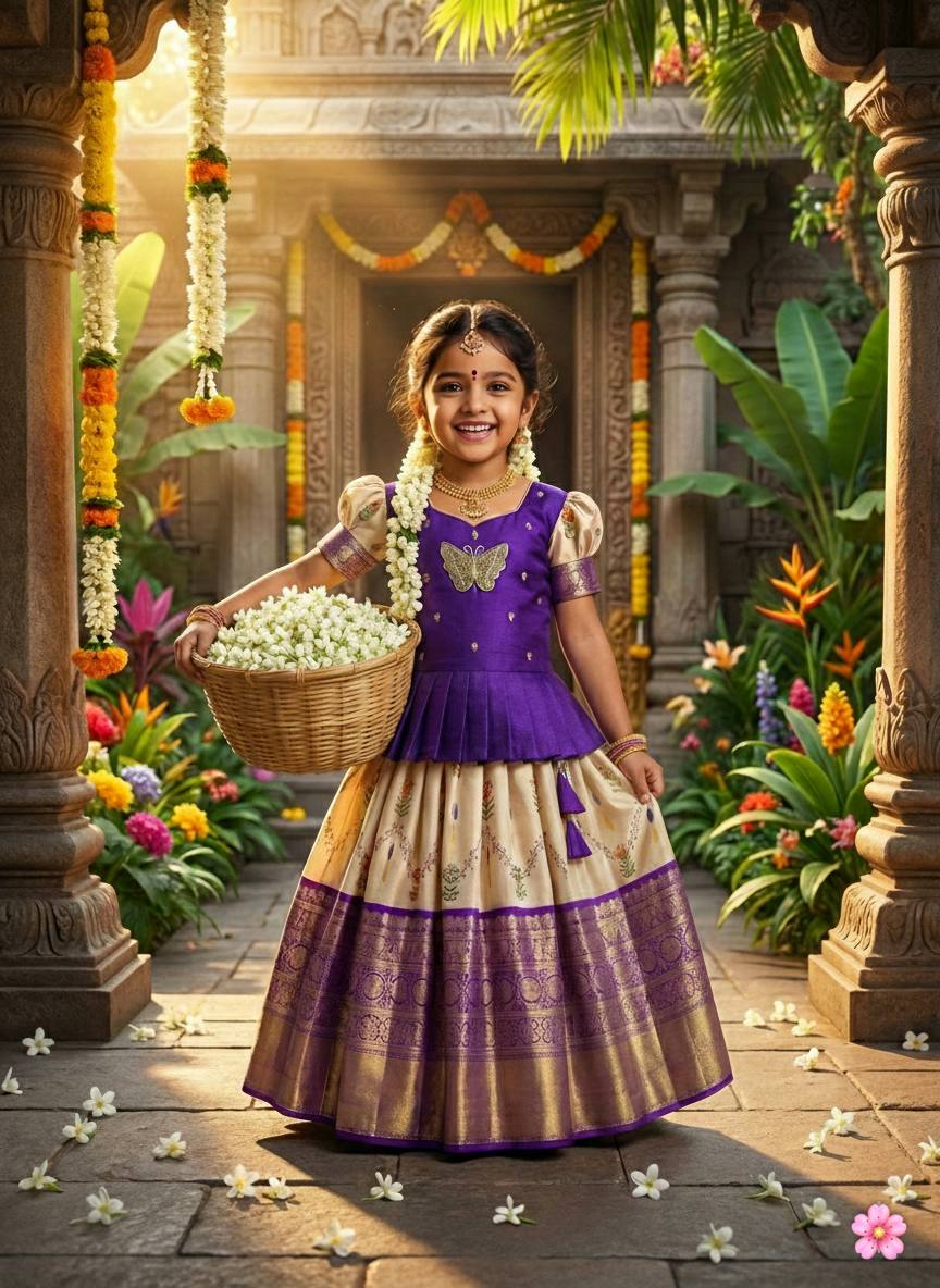 St D No 073 Pure Momo Heavy Hand Work Blouse With Lehengha Kids Collection