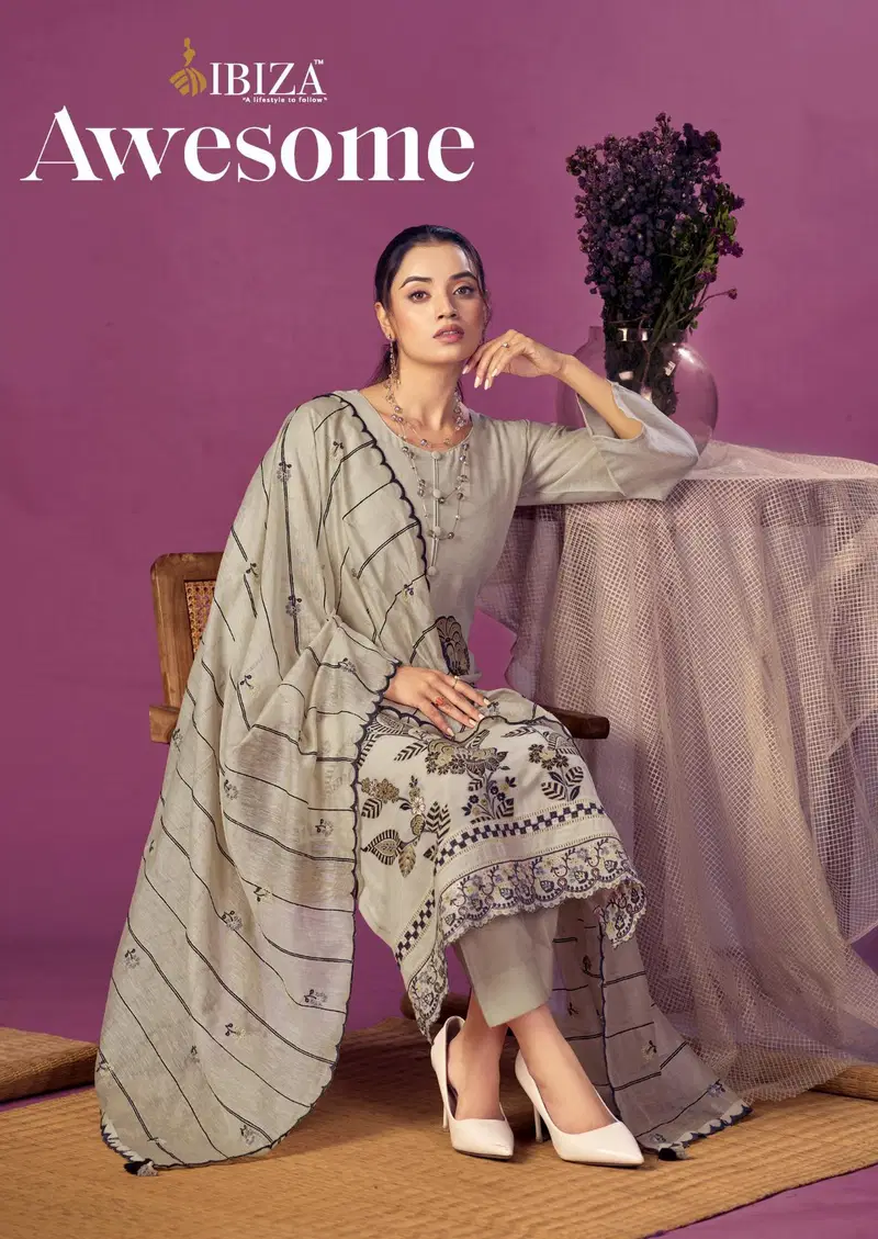 Ibiza Awesome Linen Jacquard Embroidered Salwar Kameez Collection