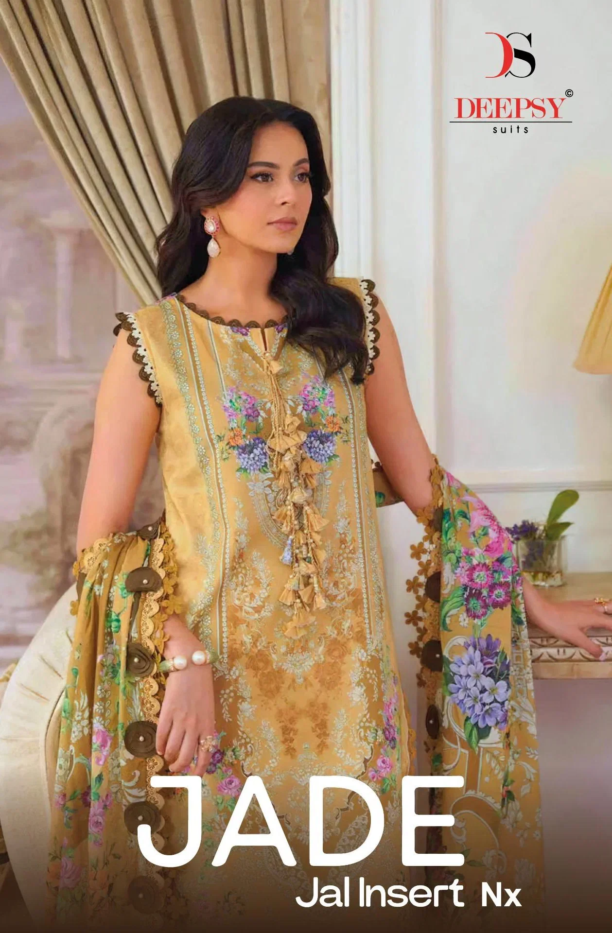 Deepsy Jade Jal Insert Nx Chiffon Dupatta Cotton Pakistani Salwar Kameez