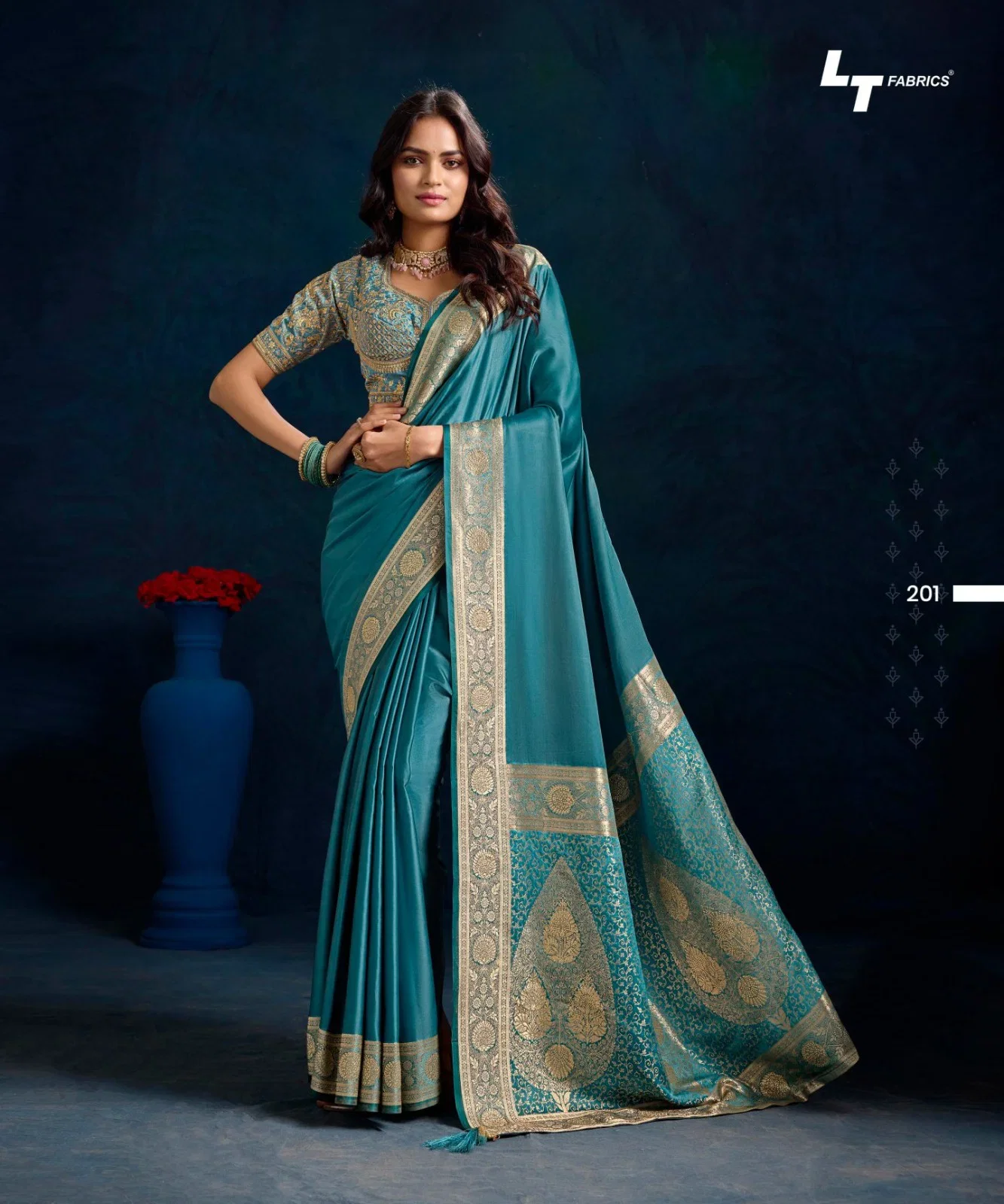 Lt Mango Vol 2 Top Dyed Weaving With Embroidered Saree Collection
