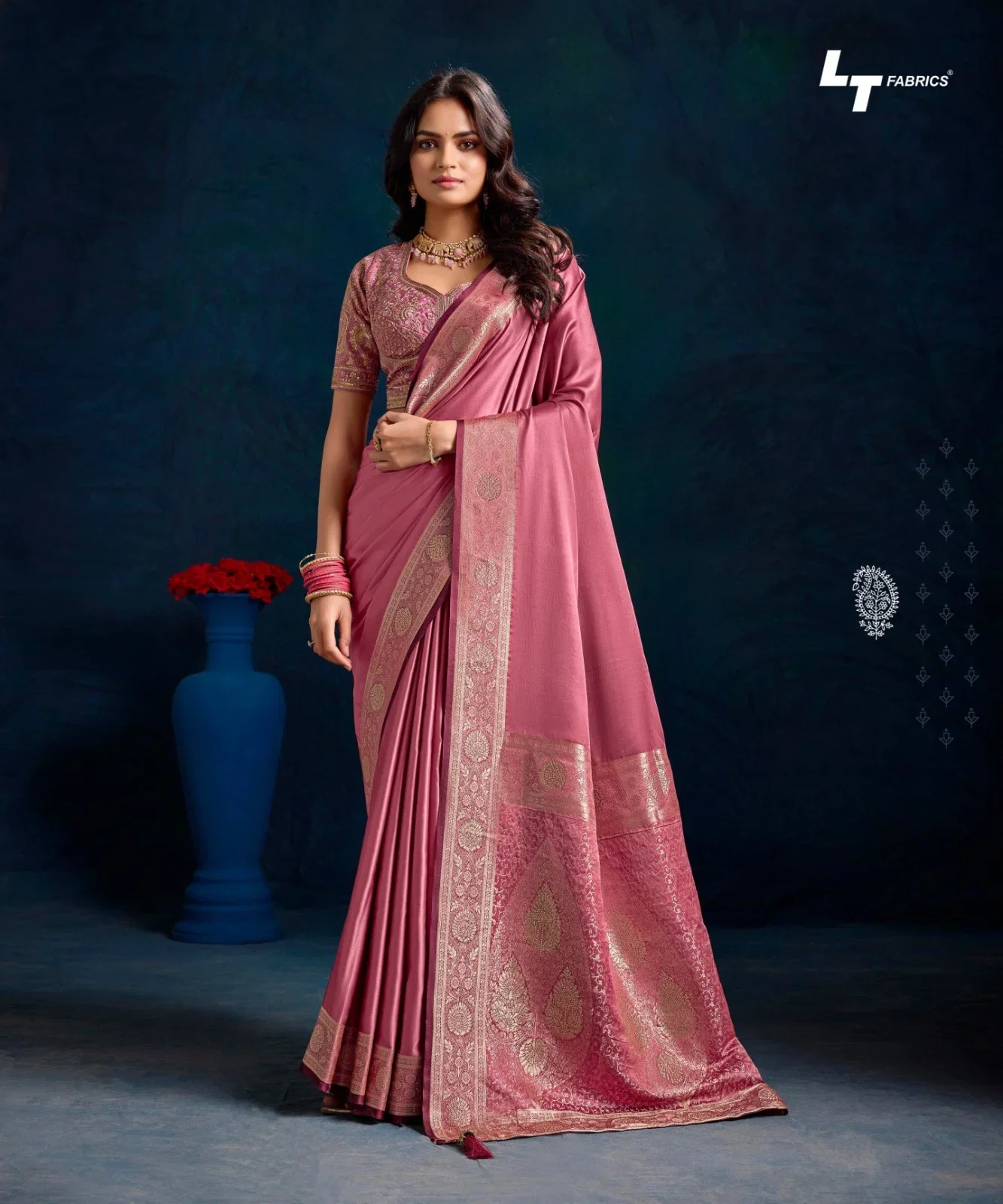 Lt Mango Vol 2 Top Dyed Weaving With Embroidered Saree Collection