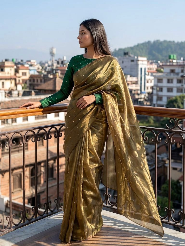NCO 154 Space Silk Sequins Butties All Over Saree