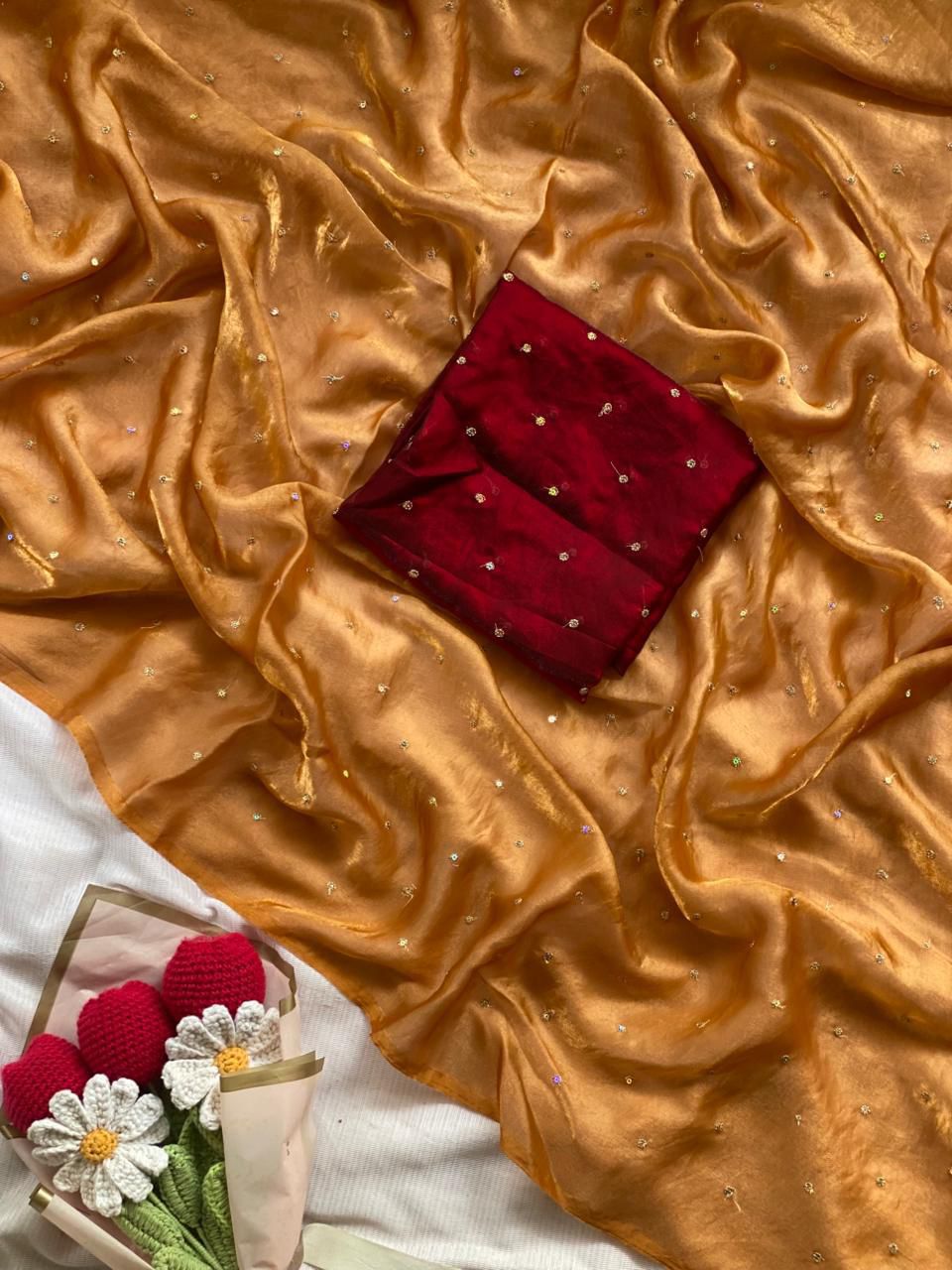 NCO 154 Space Silk Sequins Butties All Over Saree