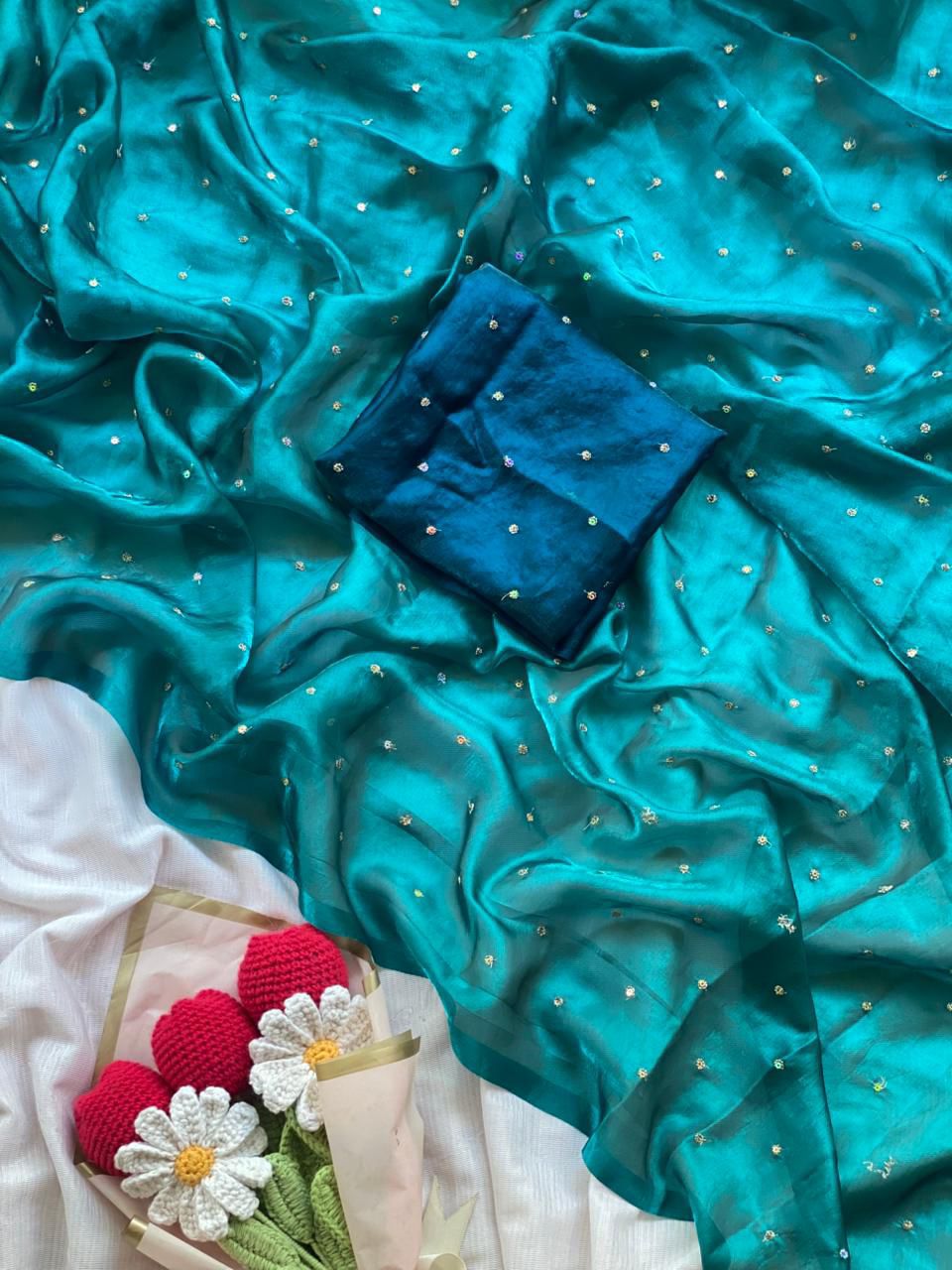 NCO 154 Space Silk Sequins Butties All Over Saree