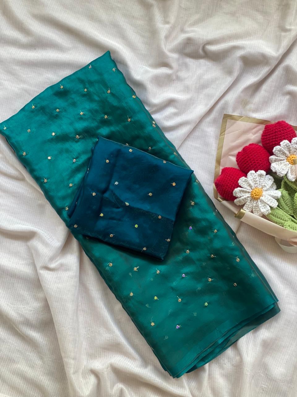 NCO 154 Space Silk Sequins Butties All Over Saree
