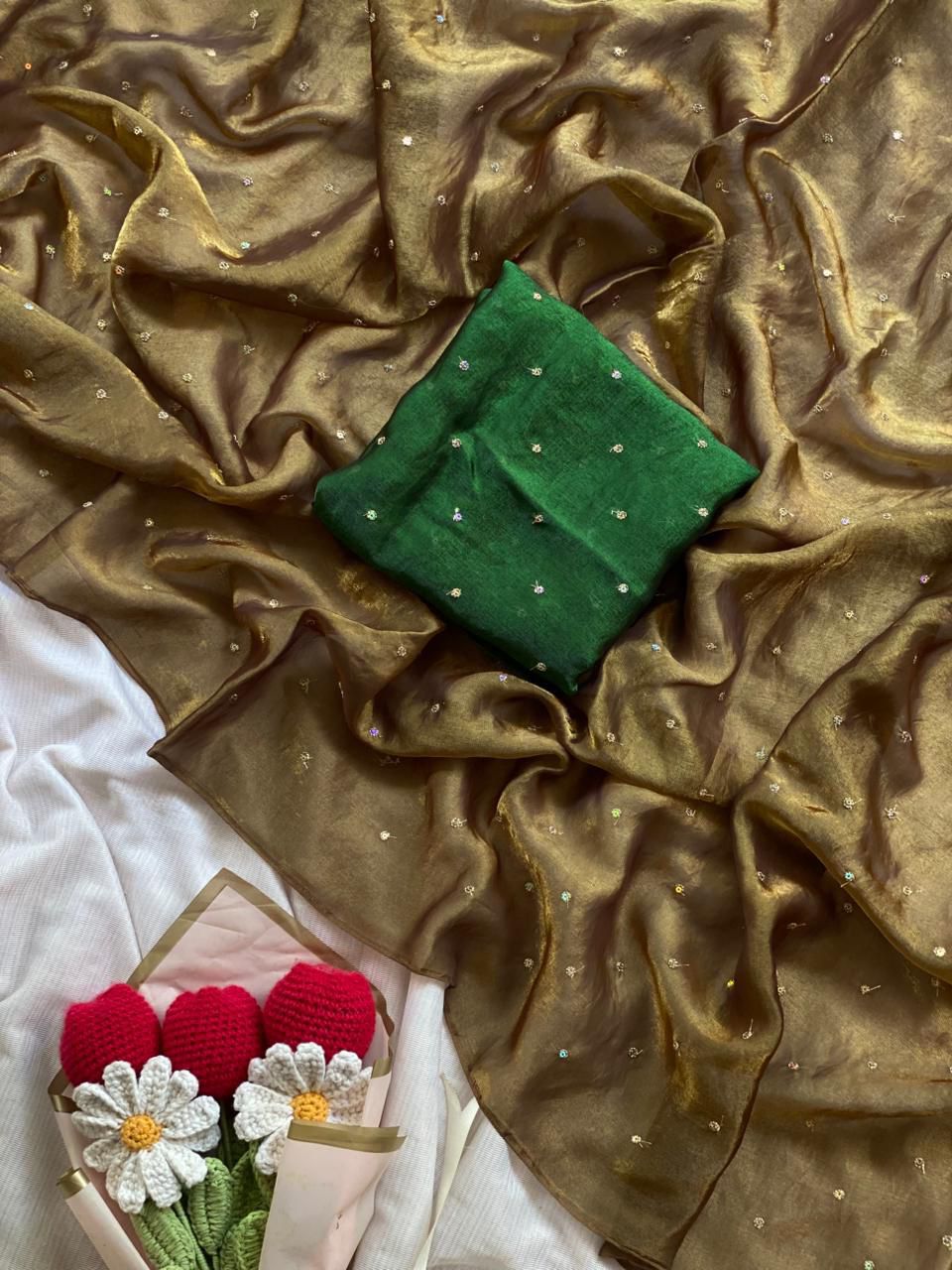 NCO 154 Space Silk Sequins Butties All Over Saree