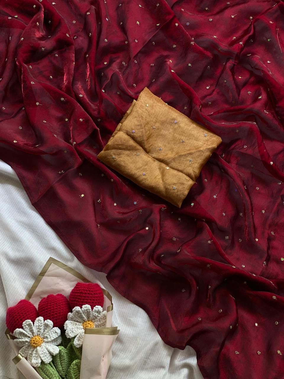 NCO 154 Space Silk Sequins Butties All Over Saree