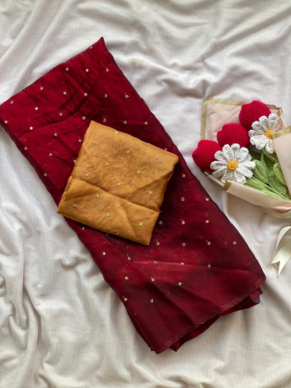 NCO 154 Space Silk Sequins Butties All Over Saree