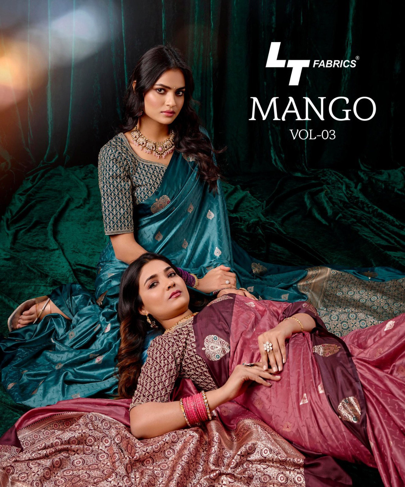 Lt Mango Vol 3 Top Dyed Weaving With Embroidered Saree Collection