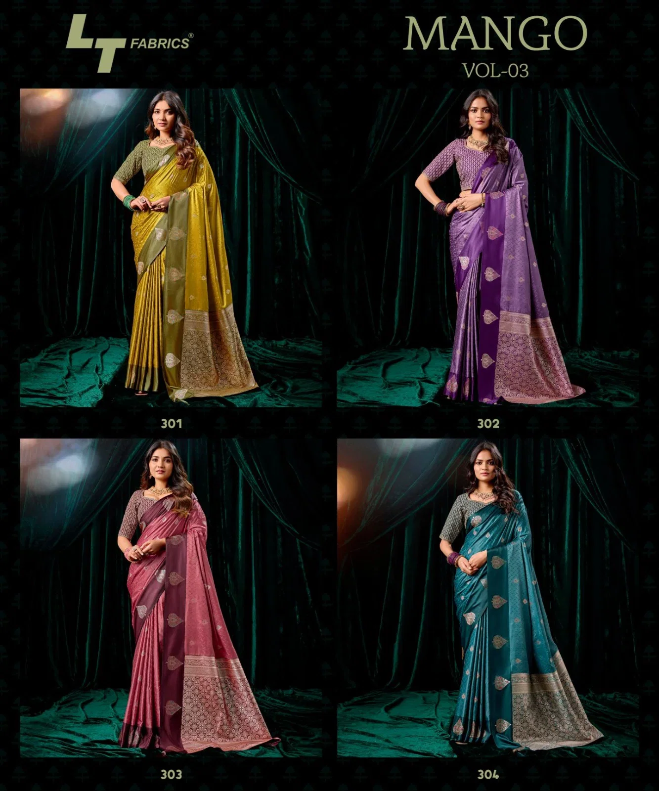 Lt Mango Vol 3 Top Dyed Weaving With Embroidered Saree Collection