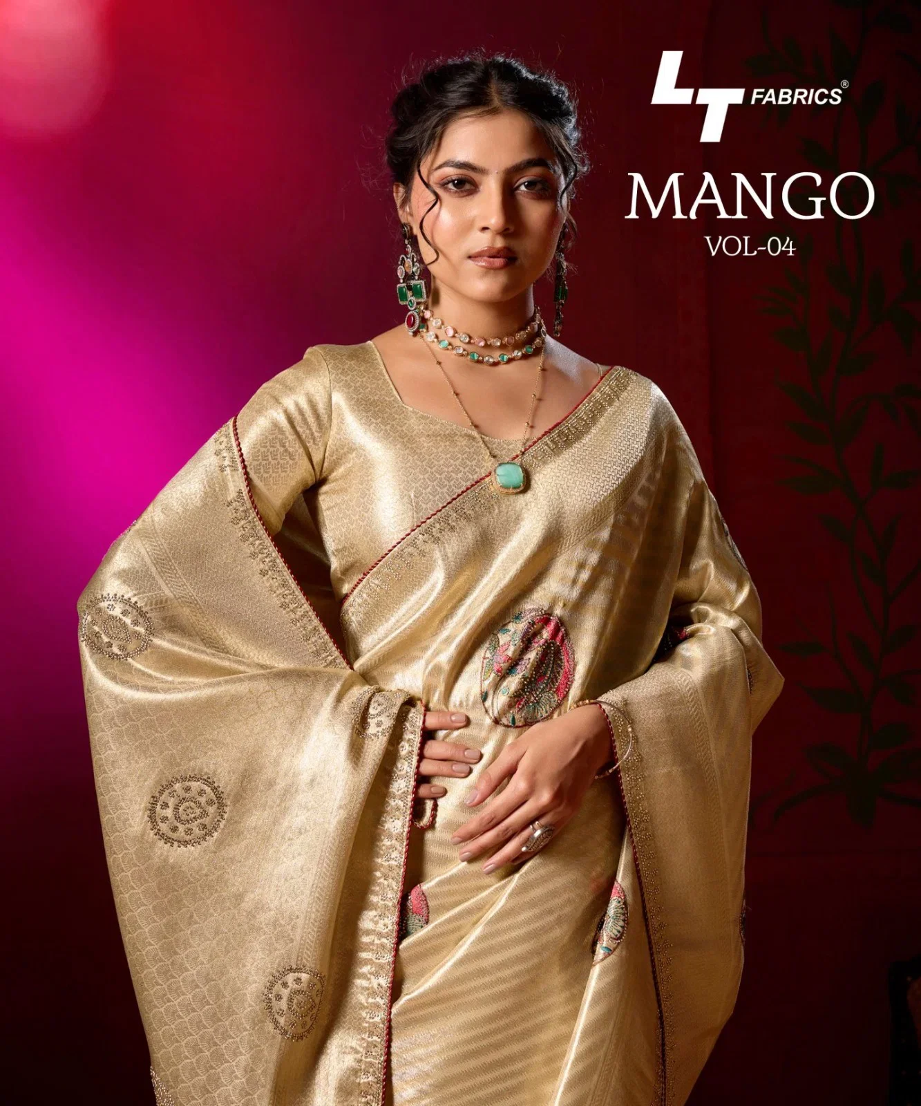 Lt Mango Vol 4 Top Dyed Weaving With Embroidered Saree Collection