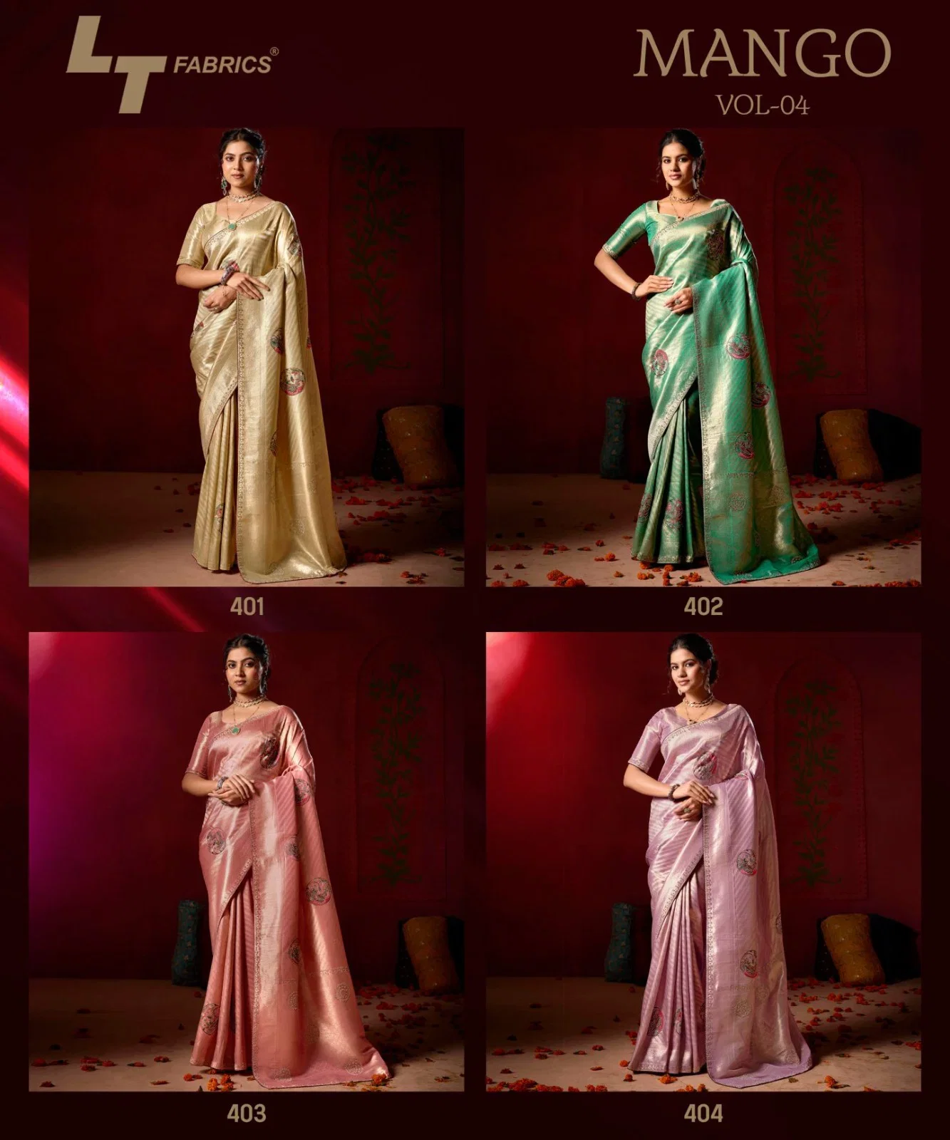Lt Mango Vol 4 Top Dyed Weaving With Embroidered Saree Collection