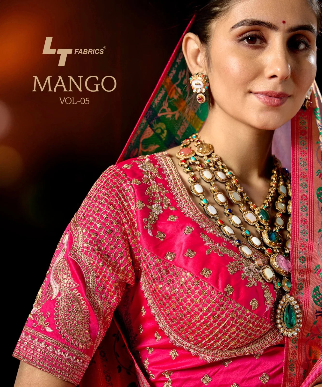 Lt Mango Vol 5 Top Dyed Weaving With Embroidered Saree Collection