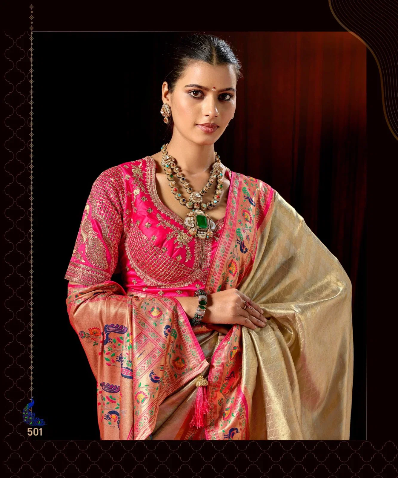 Lt Mango Vol 5 Top Dyed Weaving With Embroidered Saree Collection