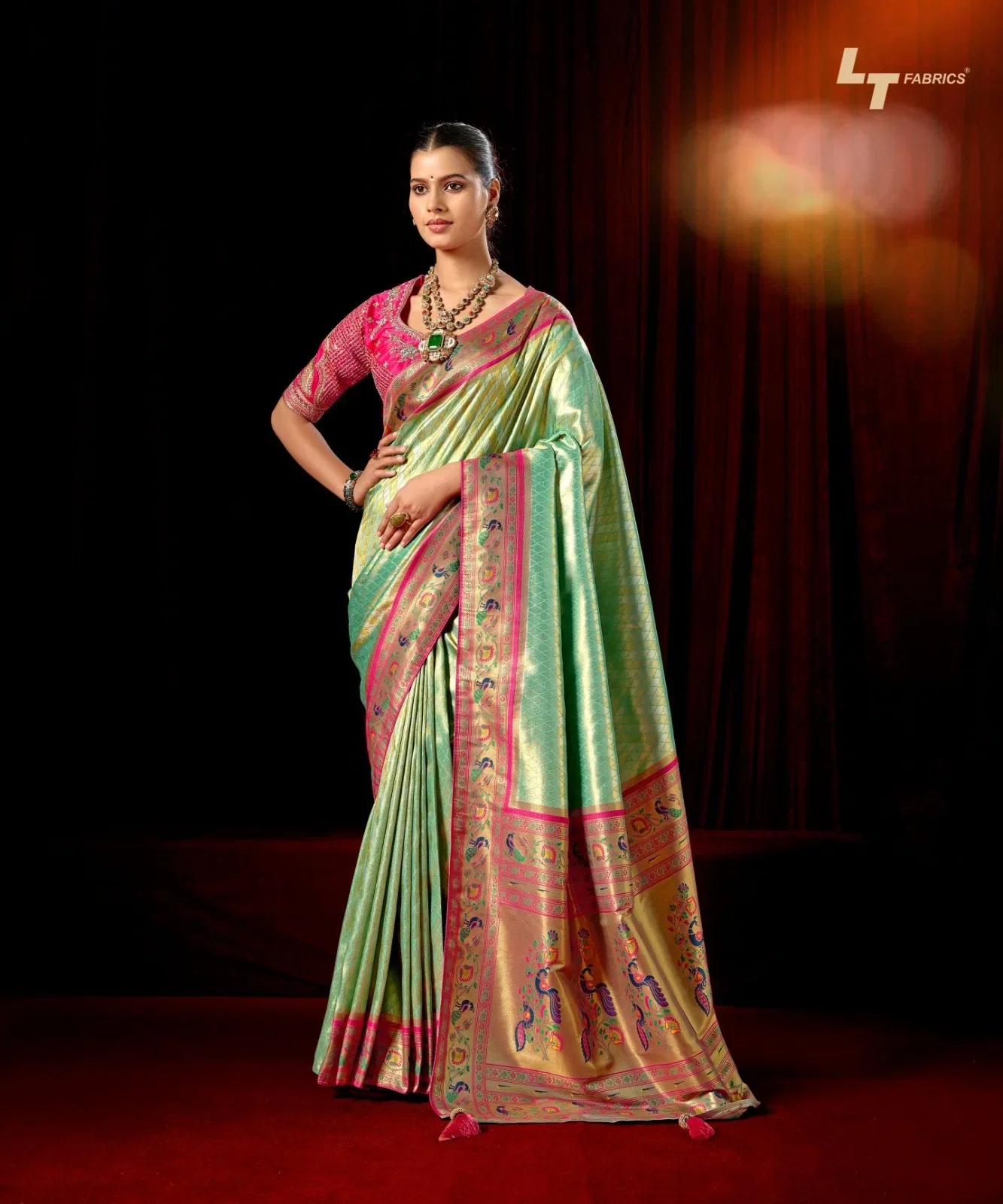 Lt Mango Vol 5 Top Dyed Weaving With Embroidered Saree Collection