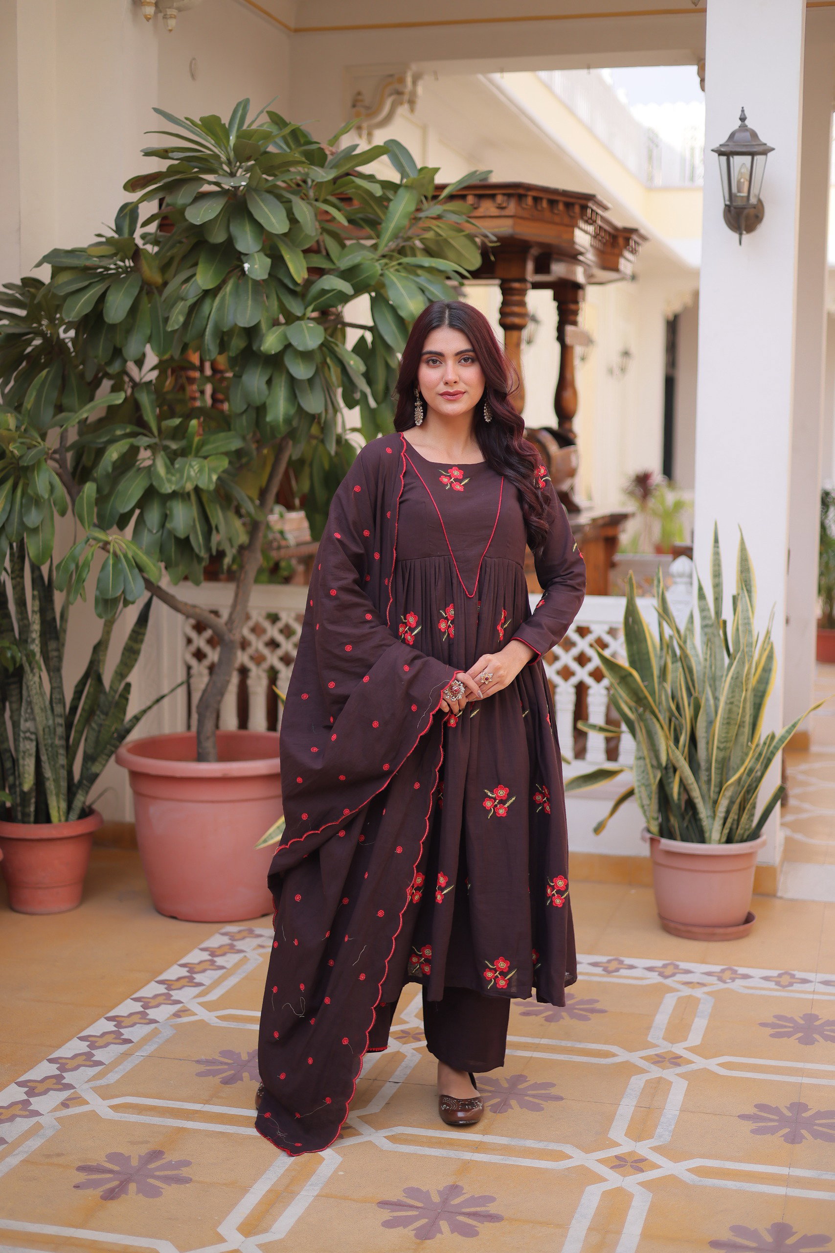 Lekha KA 1245 Cotton Embroidery Kurti Bottom With Dupatta