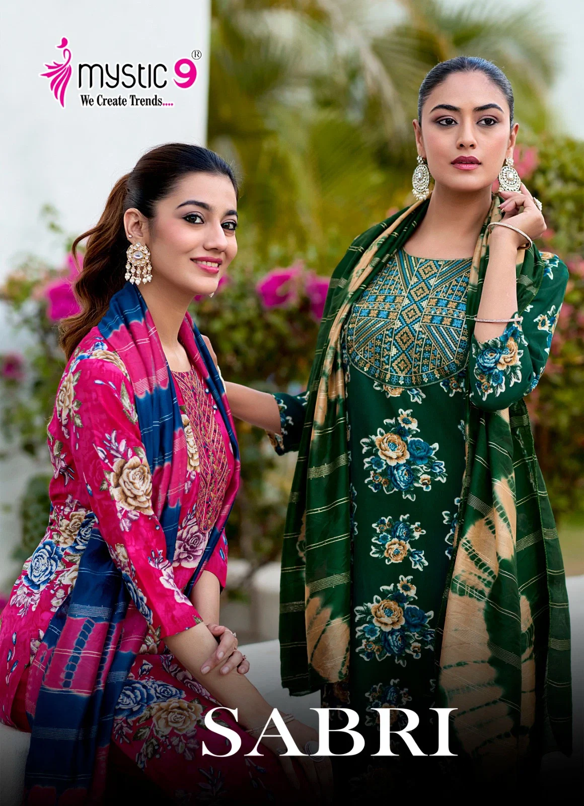 Mystic 9 Sabri Vol 14 Heavy Rayon Foil Print Straight Kurta With Bottom And Dupatta