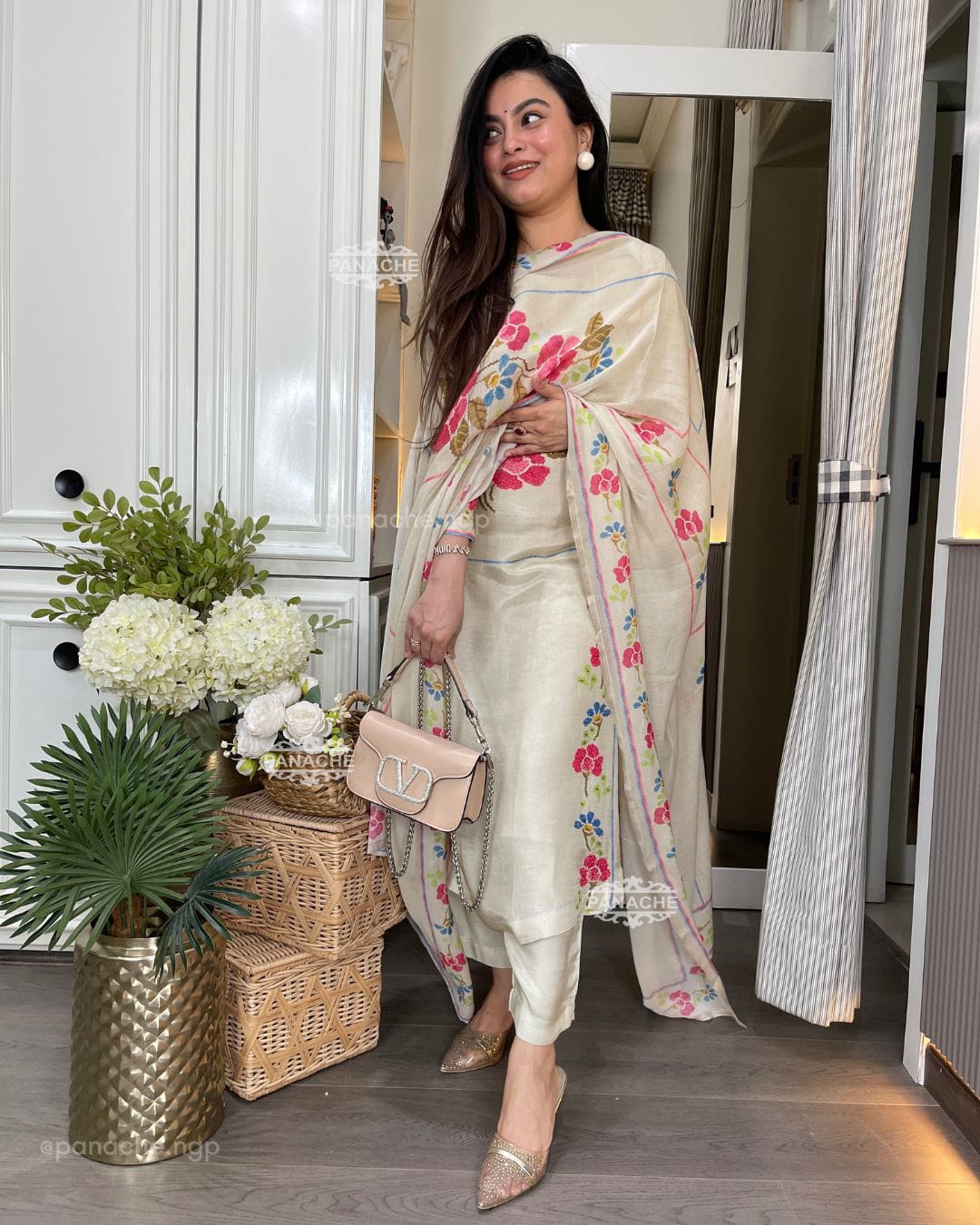 Kusuma Bk 04 Abstract summer muslin set printed floral on kurta With Bottom And Dupatta