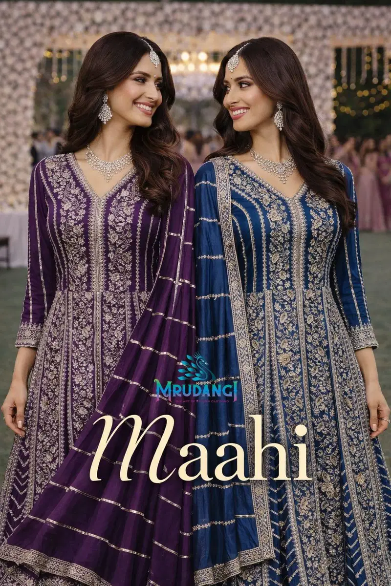 Mrudangi Maahi Chinon With Embroidered Gown With Dupatta