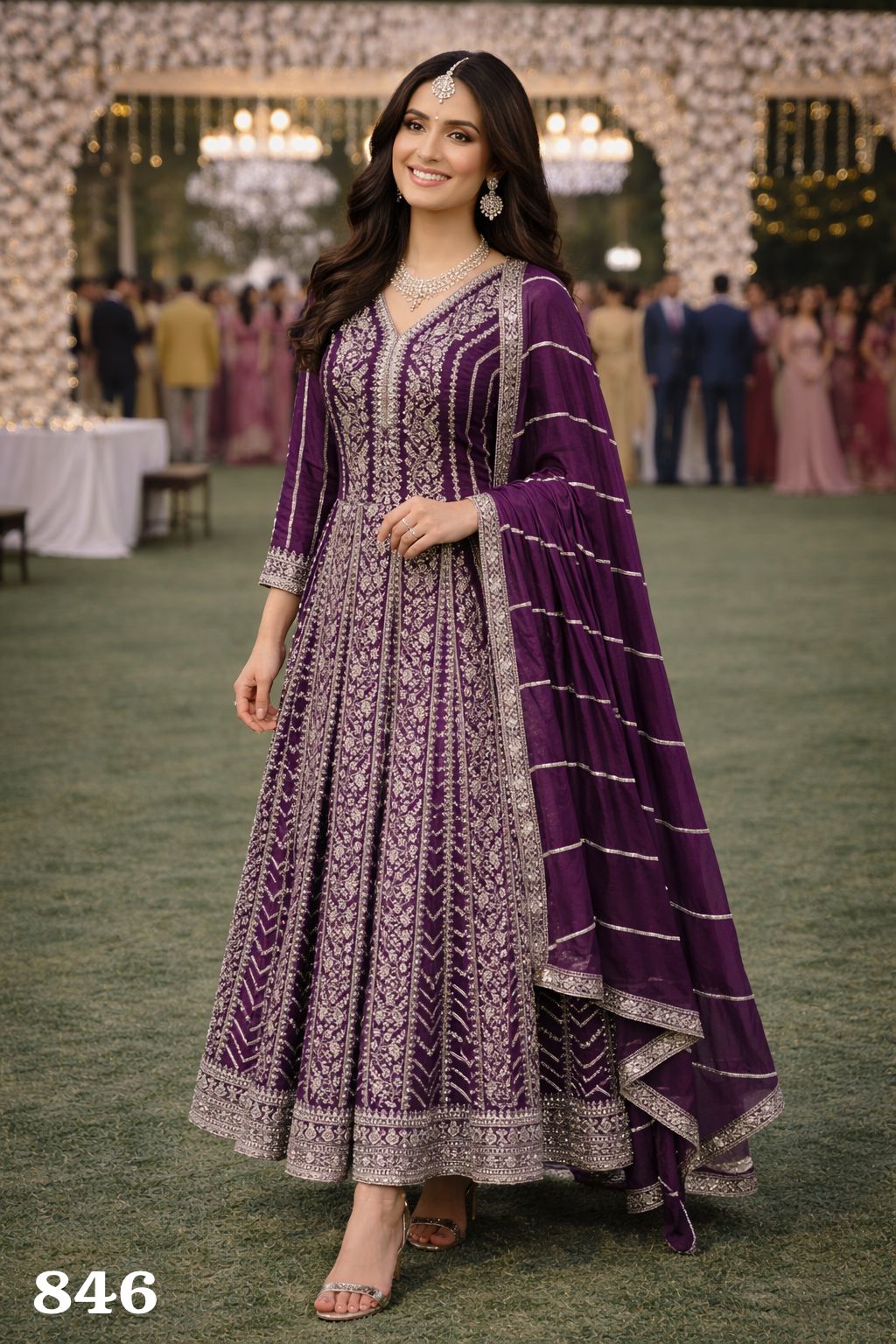Mrudangi Maahi Chinon With Embroidered Gown With Dupatta
