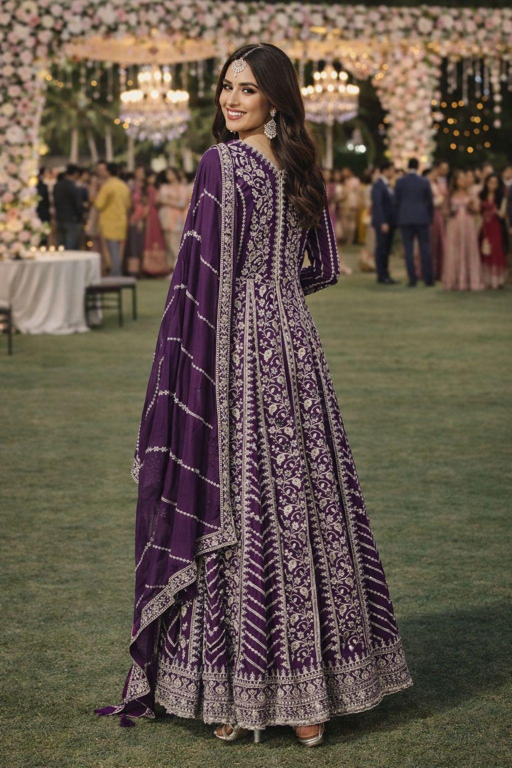 Mrudangi Maahi Chinon With Embroidered Gown With Dupatta