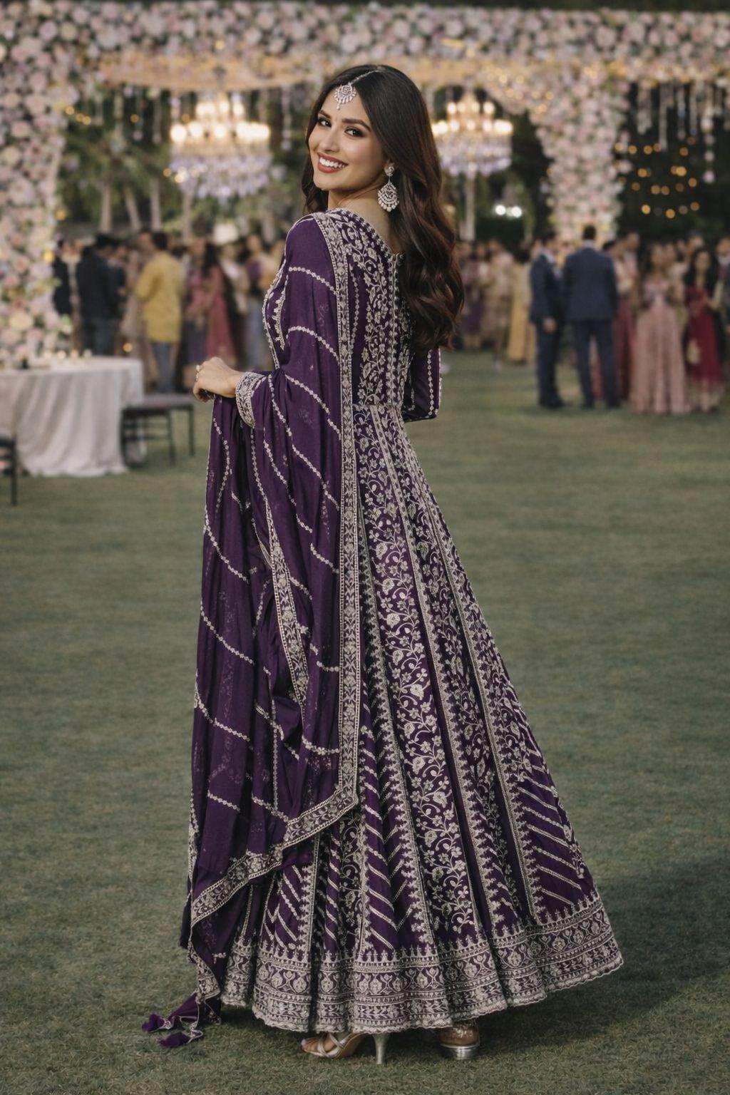Mrudangi Maahi Chinon With Embroidered Gown With Dupatta