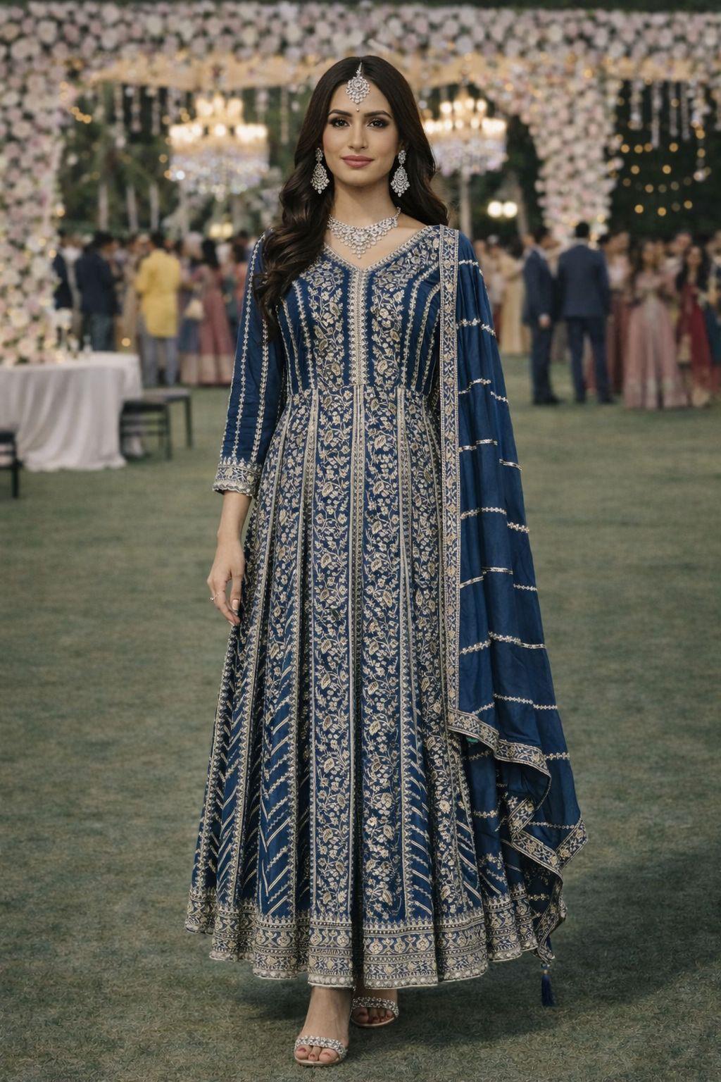 Mrudangi Maahi Chinon With Embroidered Gown With Dupatta