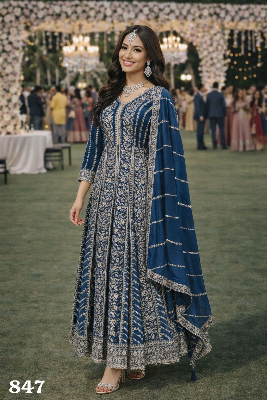 Mrudangi Maahi Chinon With Embroidered Gown With Dupatta