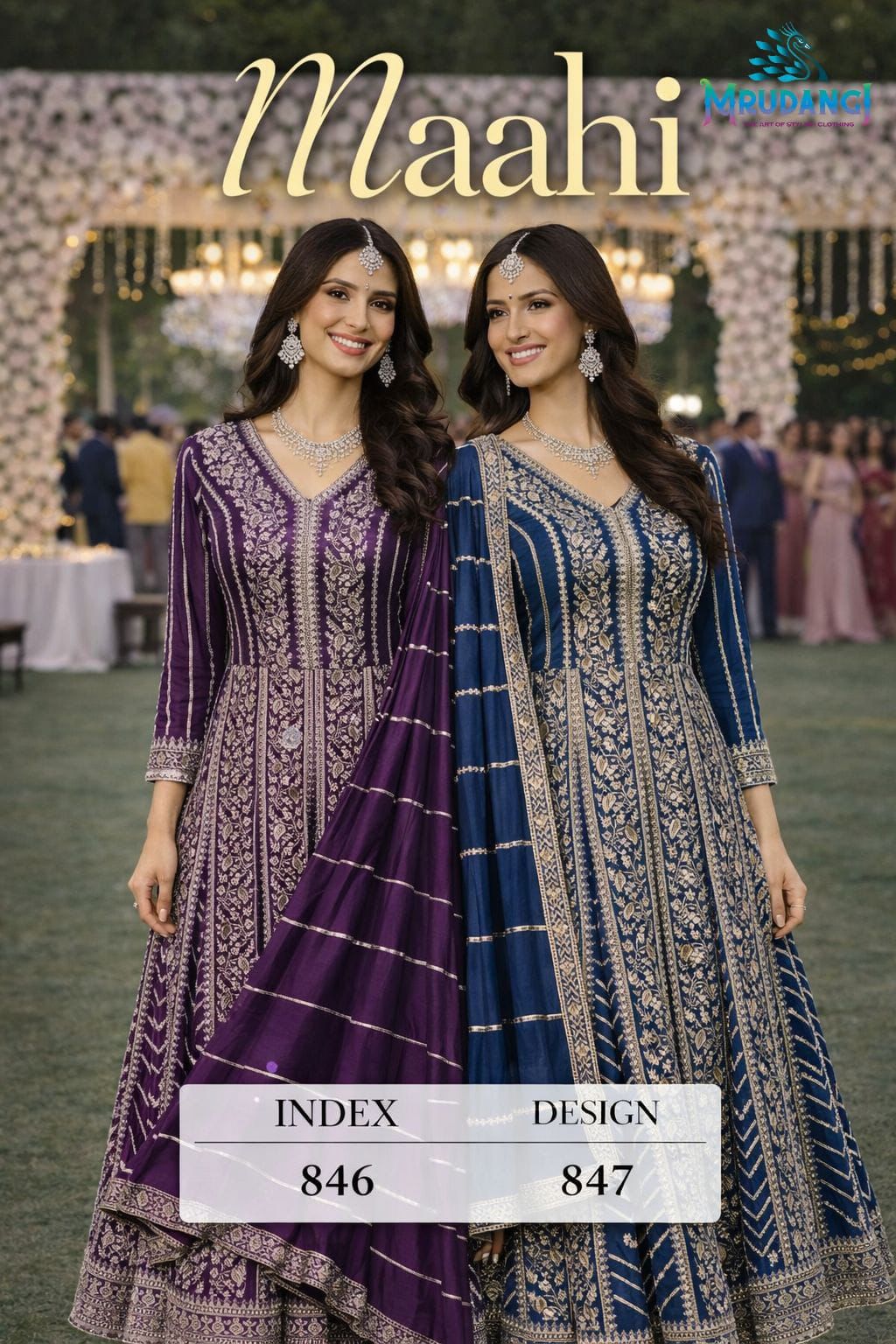 Mrudangi Maahi Chinon With Embroidered Gown With Dupatta