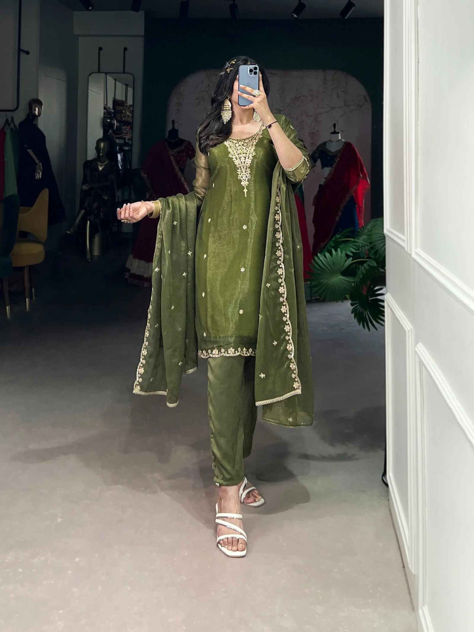 Lekha YF 3033 Gold Coin Sequins Kurti Pant And Dupatta Collection