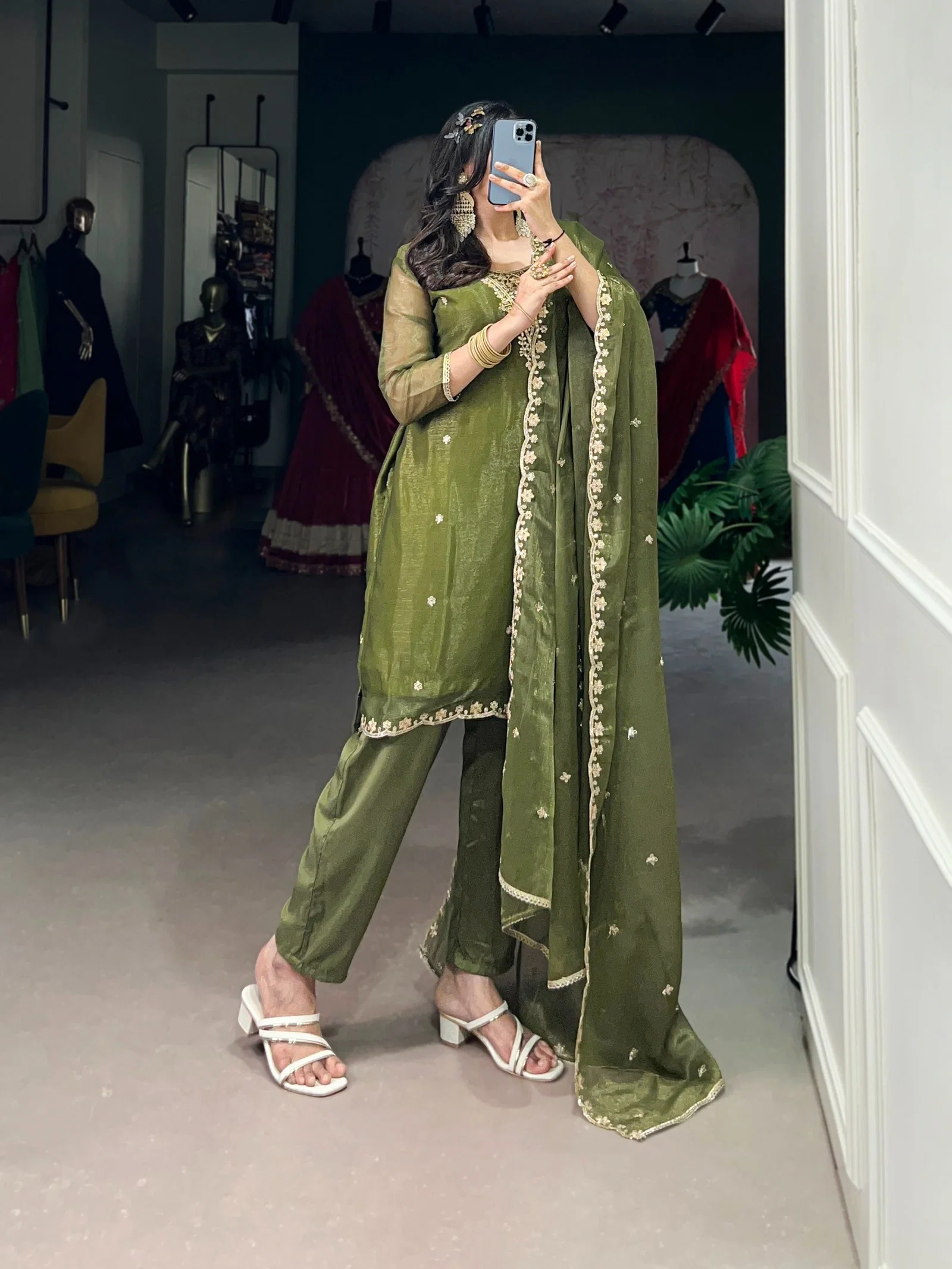 Lekha YF 3033 Gold Coin Sequins Kurti Pant And Dupatta Collection