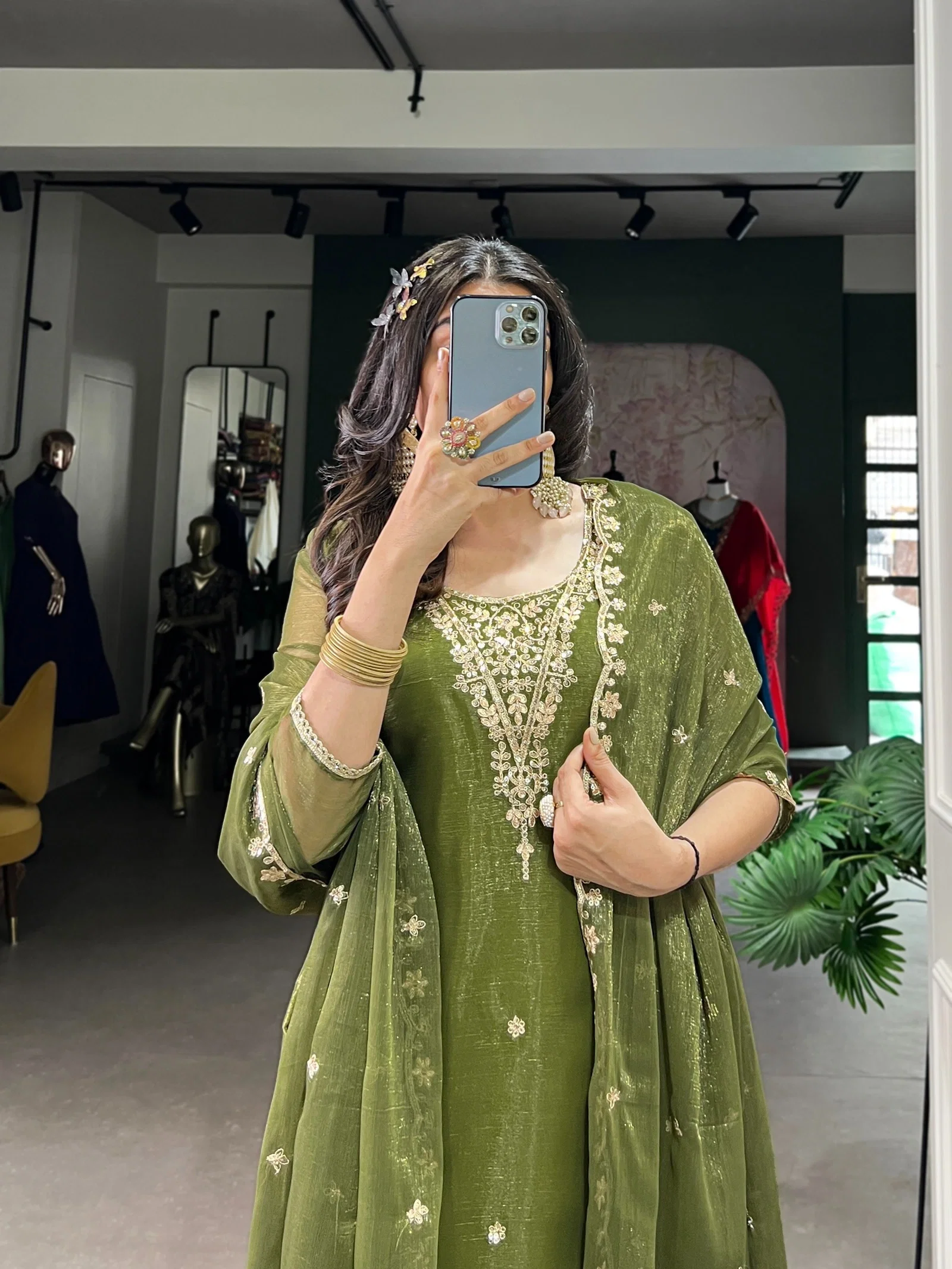 Lekha YF 3033 Gold Coin Sequins Kurti Pant And Dupatta Collection
