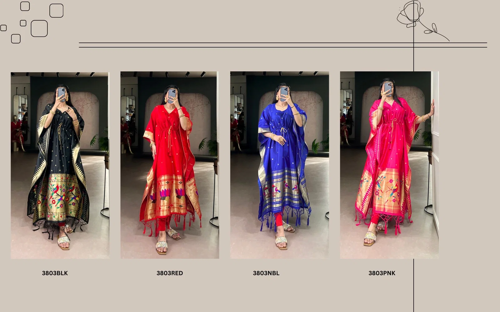 Lekha YF 3803 Jacquard Zari Weaving Kaftan Collection