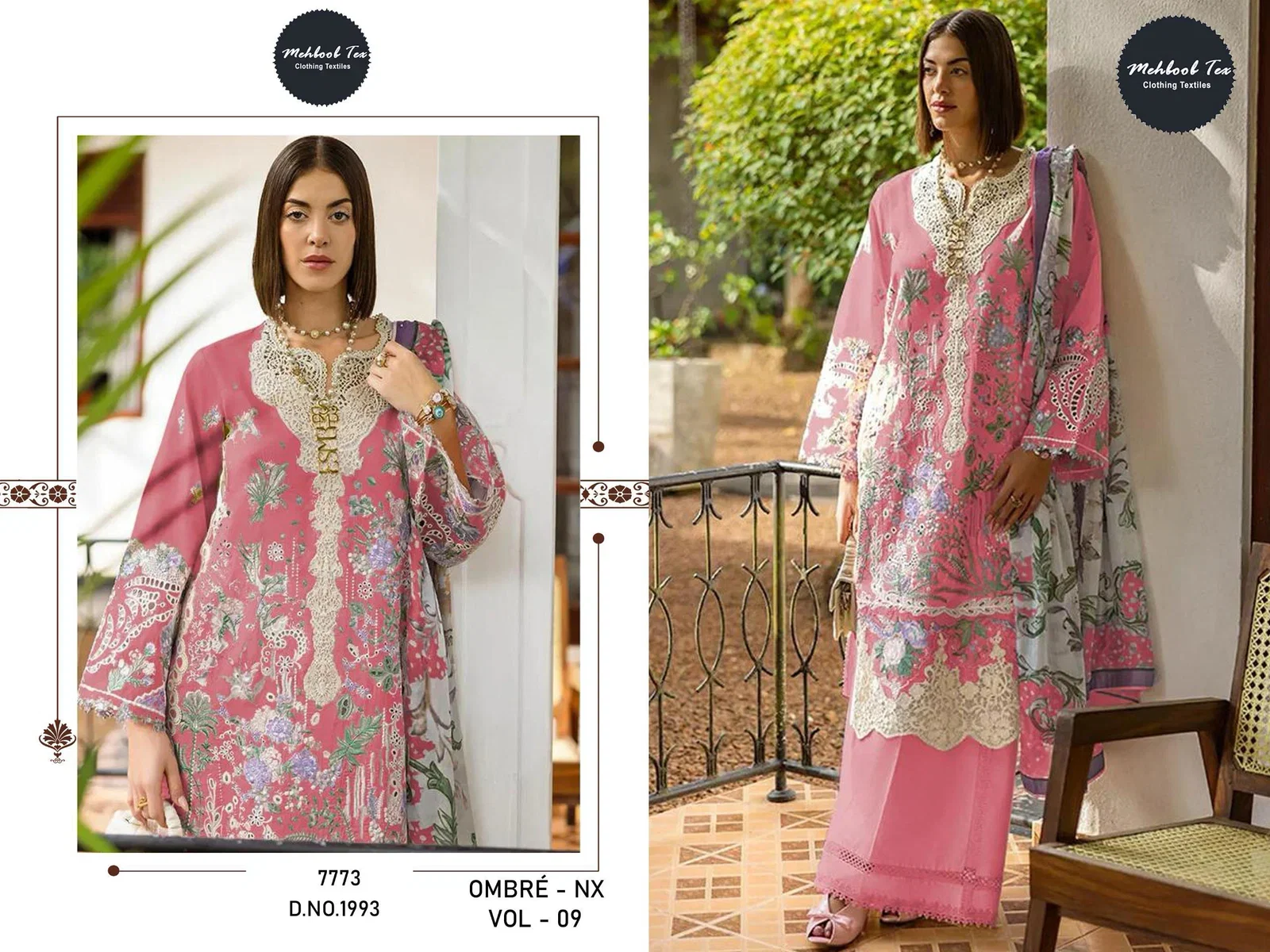 Mehboob Tex Ombre Nx Vol 9 Cotton With Embroidered Salwar Kameez