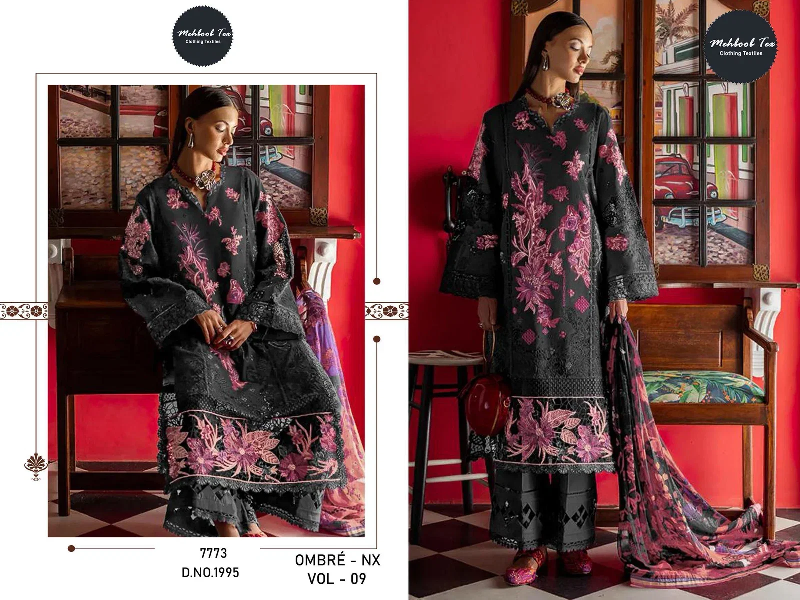Mehboob Tex Ombre Nx Vol 9 Cotton With Embroidered Salwar Kameez