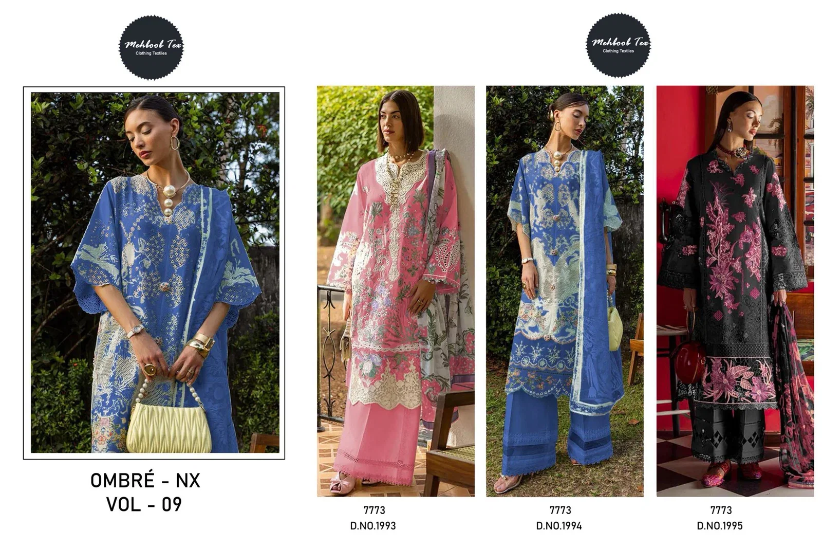Mehboob Tex Ombre Nx Vol 9 Cotton With Embroidered Salwar Kameez