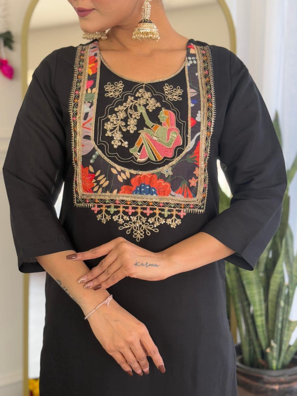 NCO 158 Pure Viscose Chanderi With Sequins Coding Embroidery Kurti Bottom With Dupatta