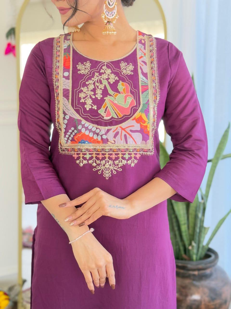 NCO 158 Pure Viscose Chanderi With Sequins Coding Embroidery Kurti Bottom With Dupatta