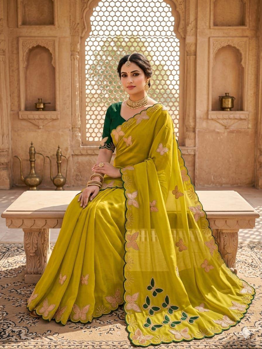NCO 160 Star Georgette Embroidery Party Wear Saree