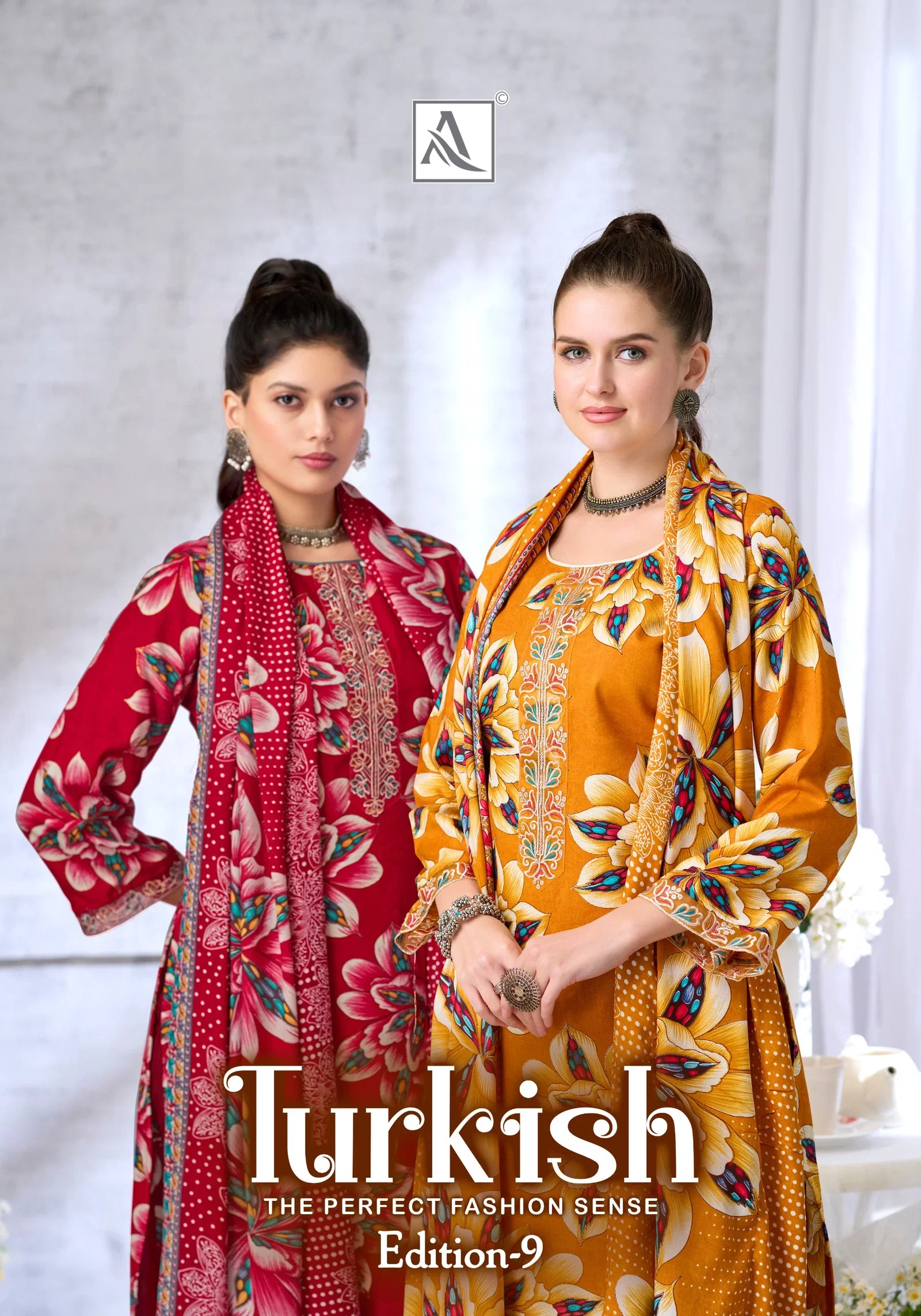 Alok Turkish Edition 9 Viscose Rayon Printed With Work Dress Material