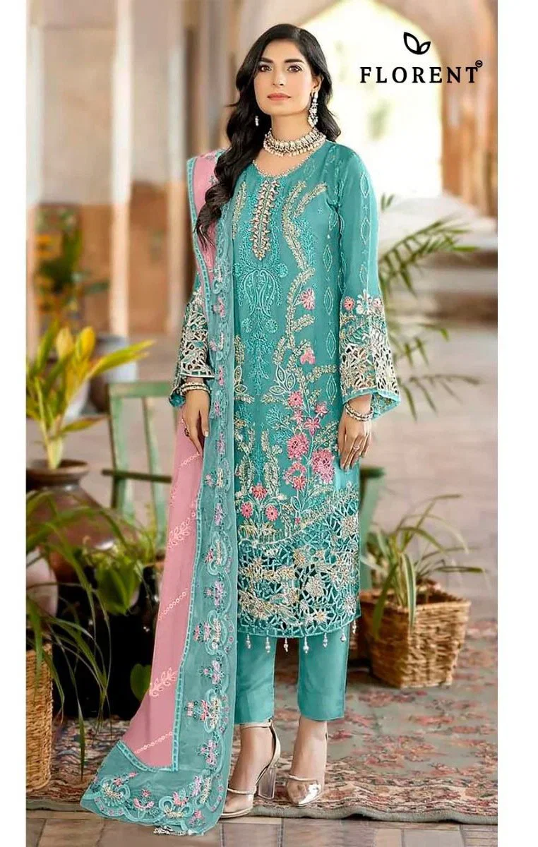 Florent 1073 A To D Chiffon Heavy Embroidered Salwar Kameez