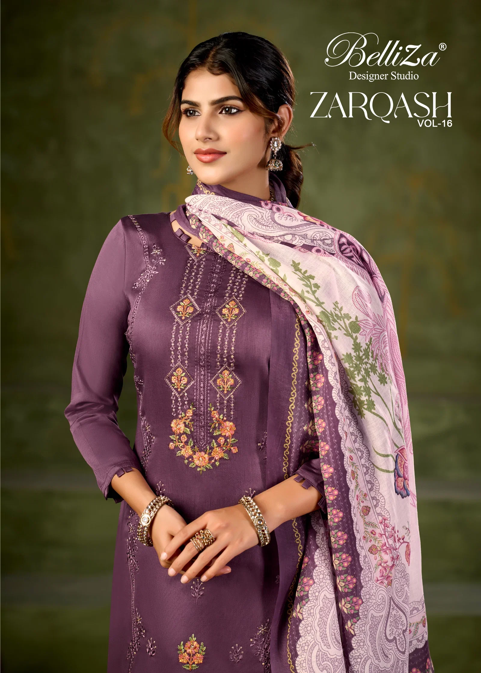 Belliza Zarqash Vol 16 Jam Cotton With Embroidery Work Dress Material