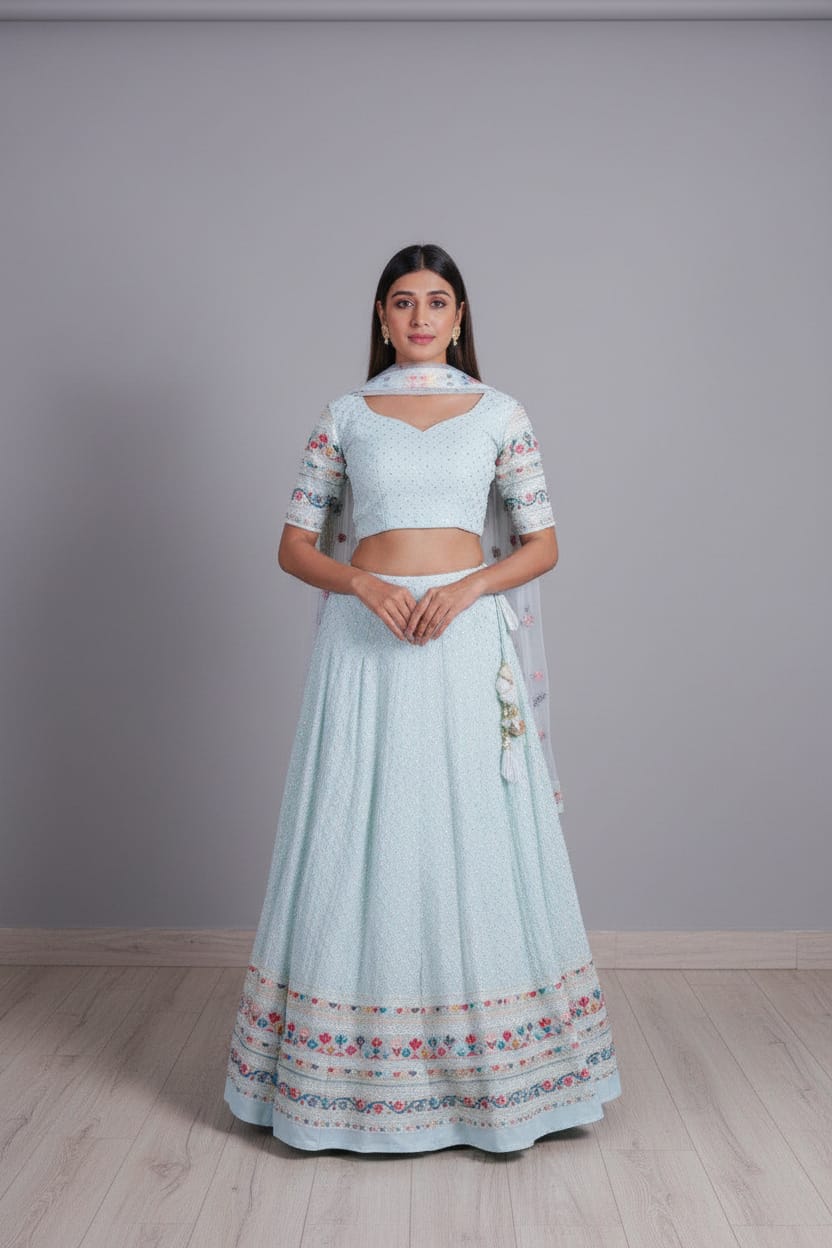 Center 165 Georgette Multi Sequence Semi Stitched Lehenga Collection