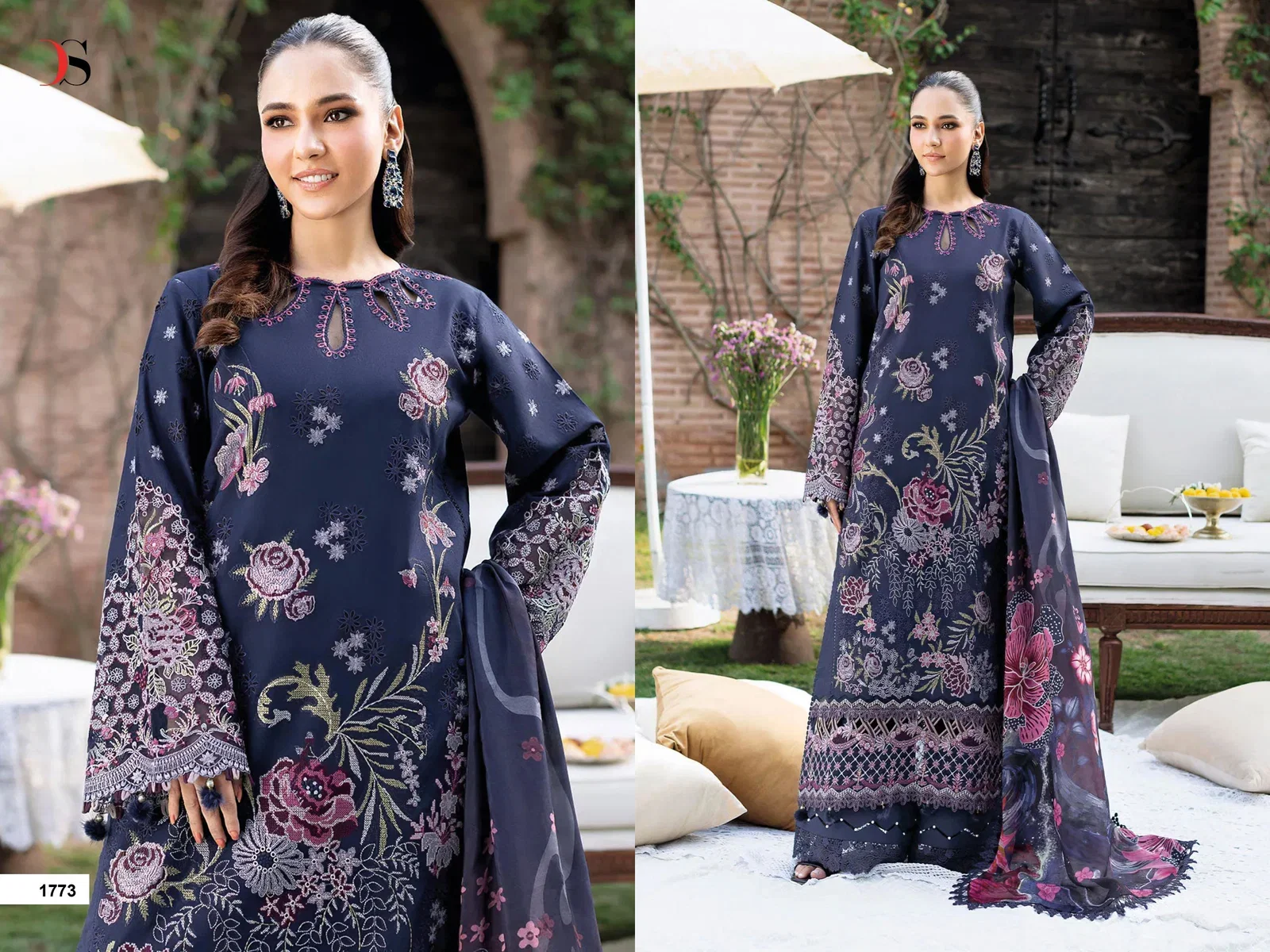 Deepsy Ramsha 1771 To 1776 Chiffon Dupatta Cotton Sakwar Kameez