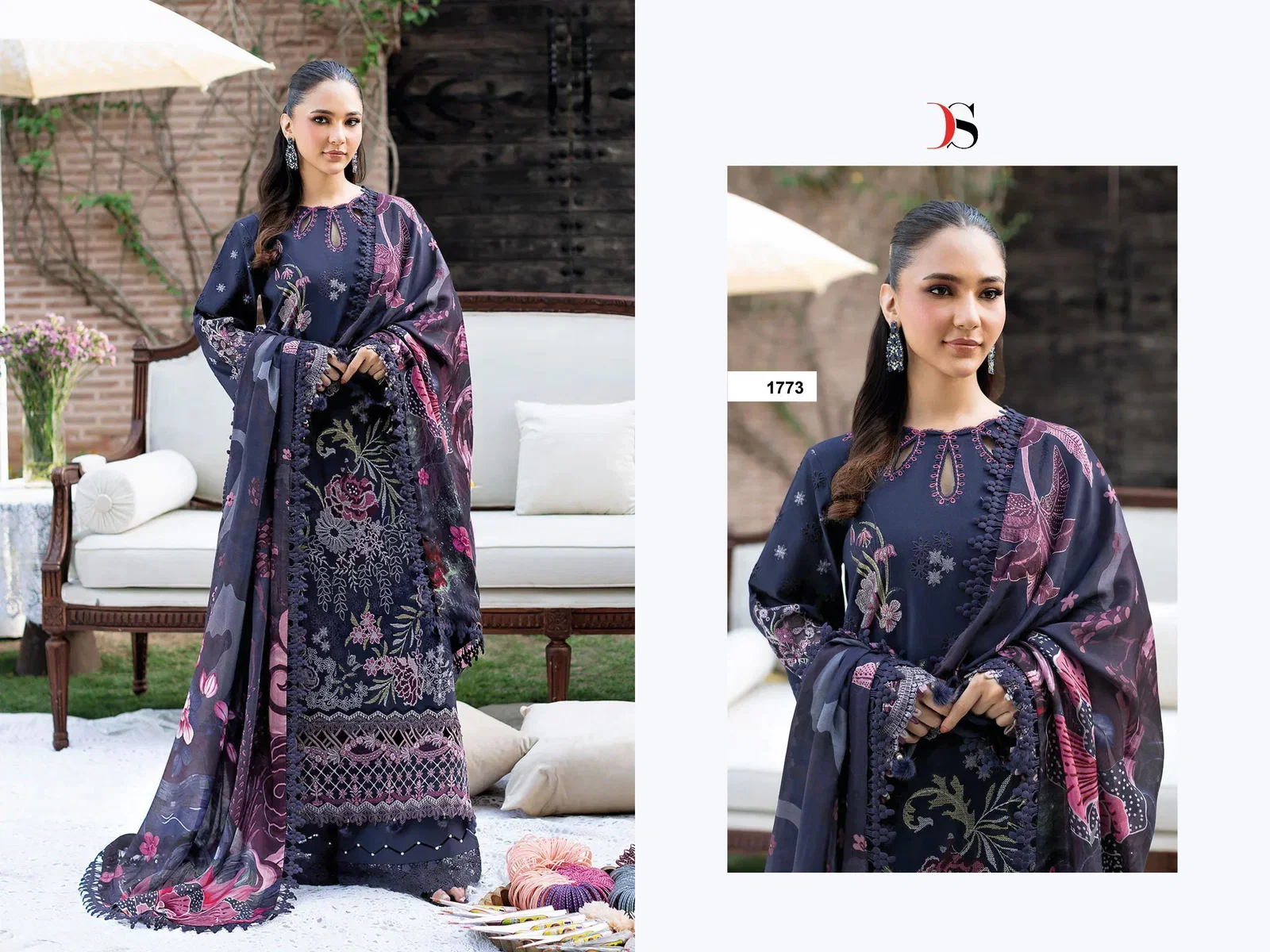Deepsy Ramsha 1771 To 1776 Chiffon Dupatta Cotton Sakwar Kameez