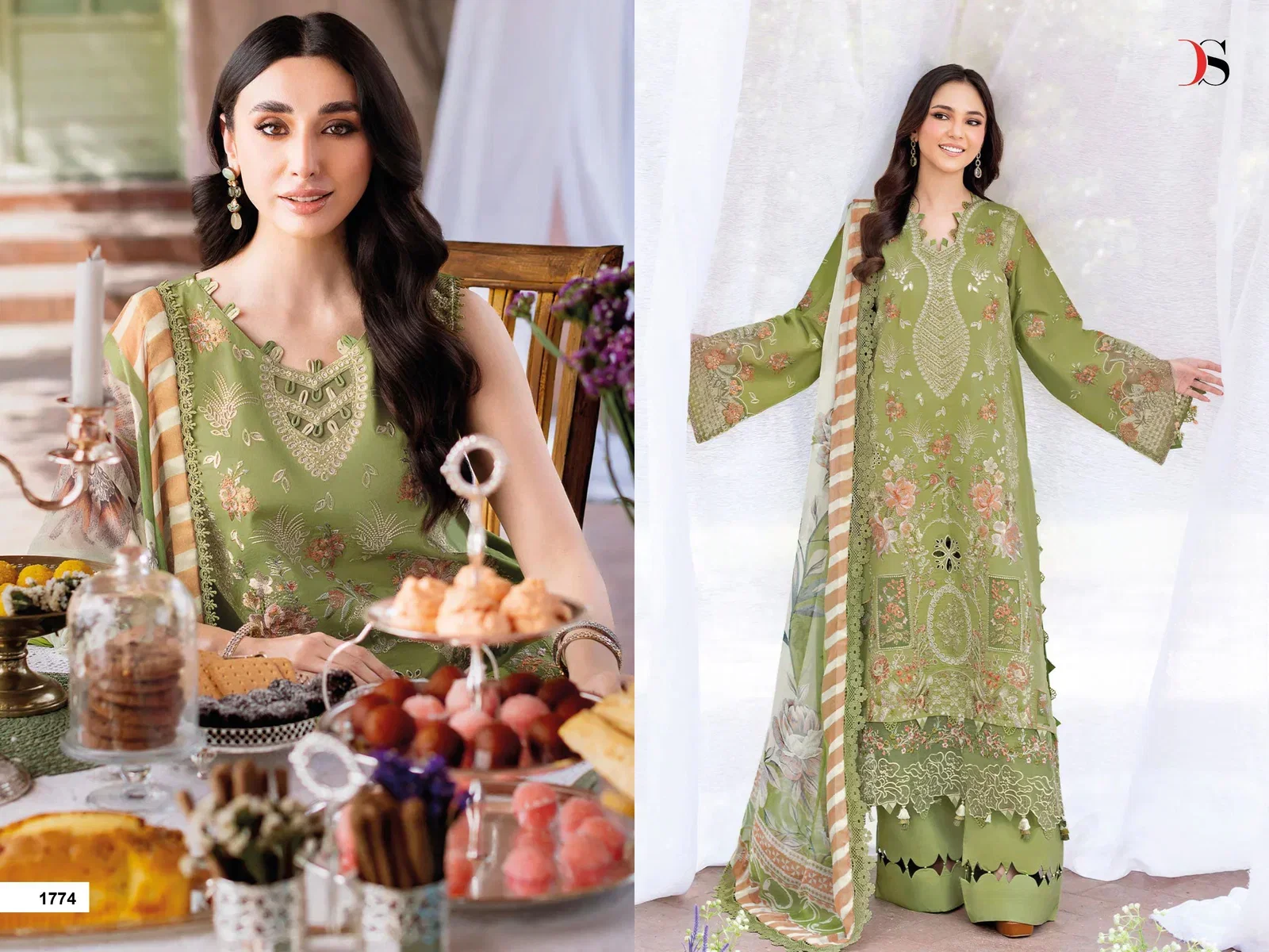 Deepsy Ramsha 1771 To 1776 Chiffon Dupatta Cotton Sakwar Kameez